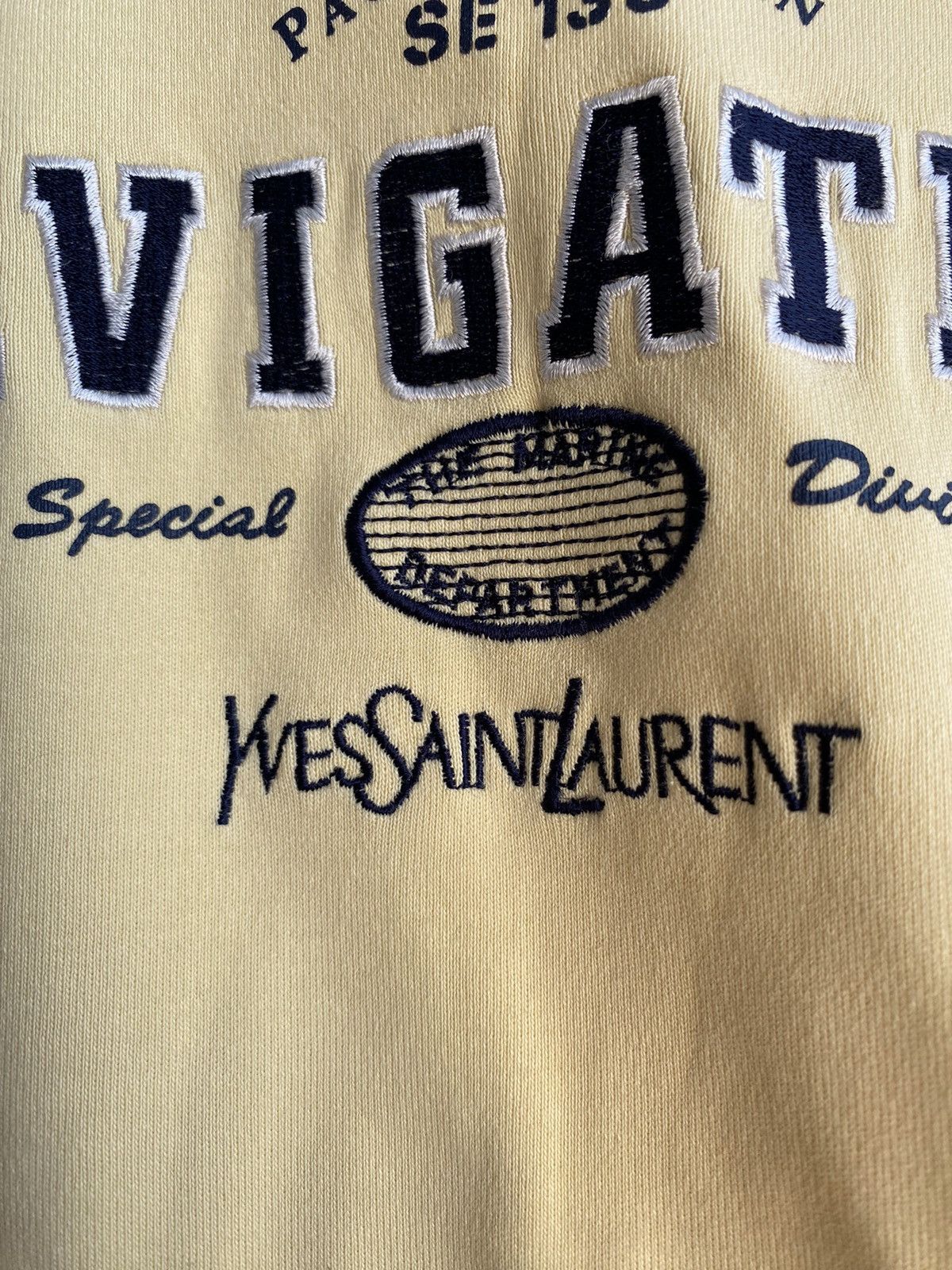 Yves Saint Laurent 90s YSL Sweatshirt Yellow Sweater Vintage Big Logo y2k Size US L / EU 52-54 / 3 - 12 Thumbnail