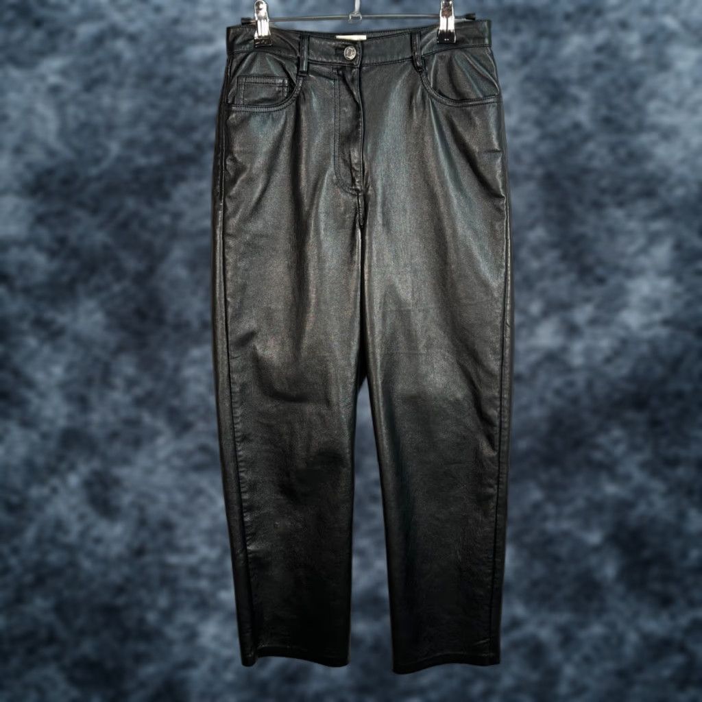 Vintage Wilfred Faux Leather Black High-Waisted Straight-Leg Pants Womens Size 2 Size 26" / US 2 / IT 38 - 1 Thumbnail