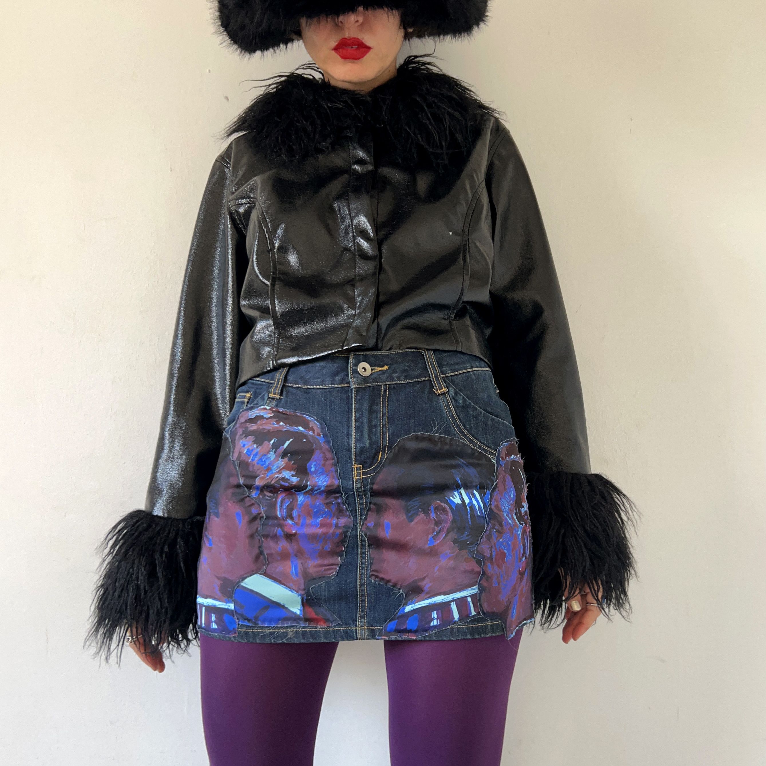 Custommade Custom Graphic Print Reworked Denim Skirt Size 27" / US 4 / IT 40 - 7 Thumbnail