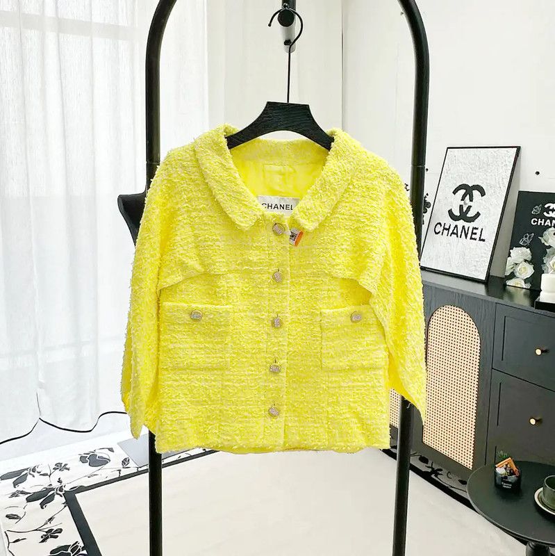 Chanel Chanel Yellow Tweed Short Sleeve Cardigan 0089 Size S / US 4 / IT 40 - 1 Thumbnail