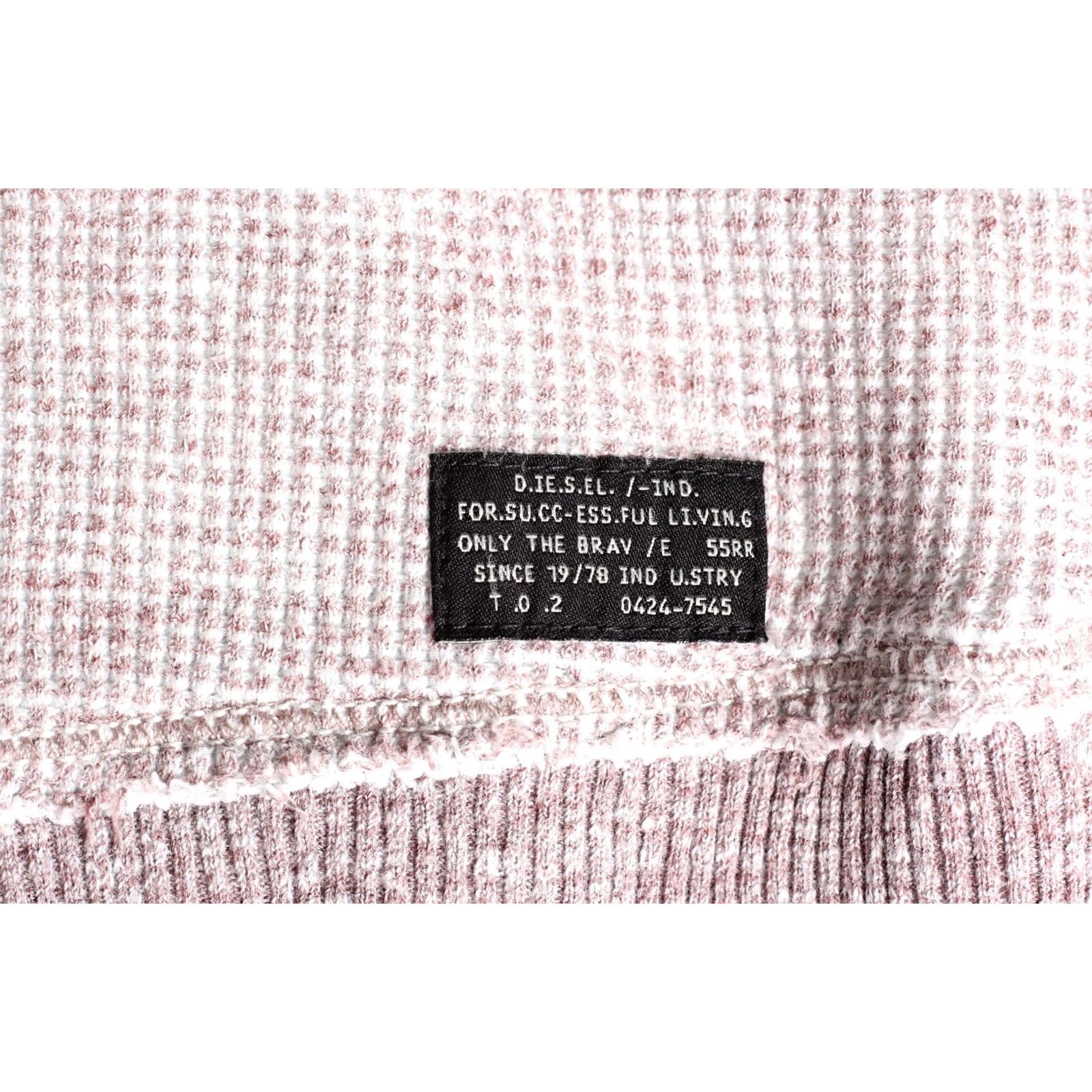 Diesel DIESEL Sweatshirt Men Size S Waffle Knit Round Neck Cardigan Logo White Brown - Men's Sweatshirt S Size US S / EU 44-46 / 1 - 4 Thumbnail