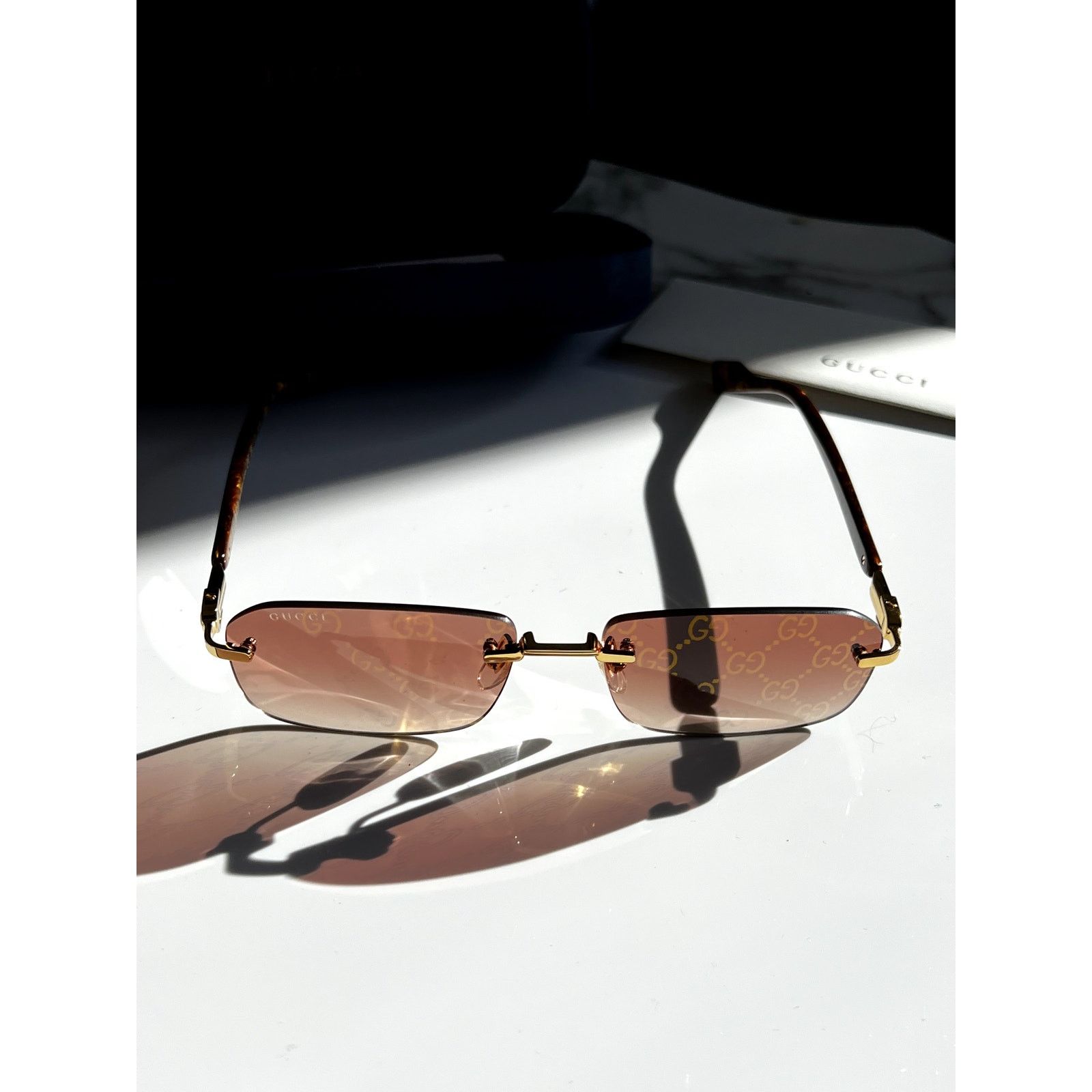 Gucci NEW Gucci GG1221S 004 Rimless Monogram Logo Lens Sunglasses Size ONE SIZE - 5 Thumbnail