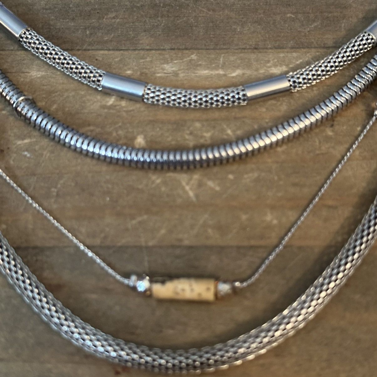 White House Black Market WHBM multi layered strand silver tone necklace Size ONE SIZE - 3 Thumbnail