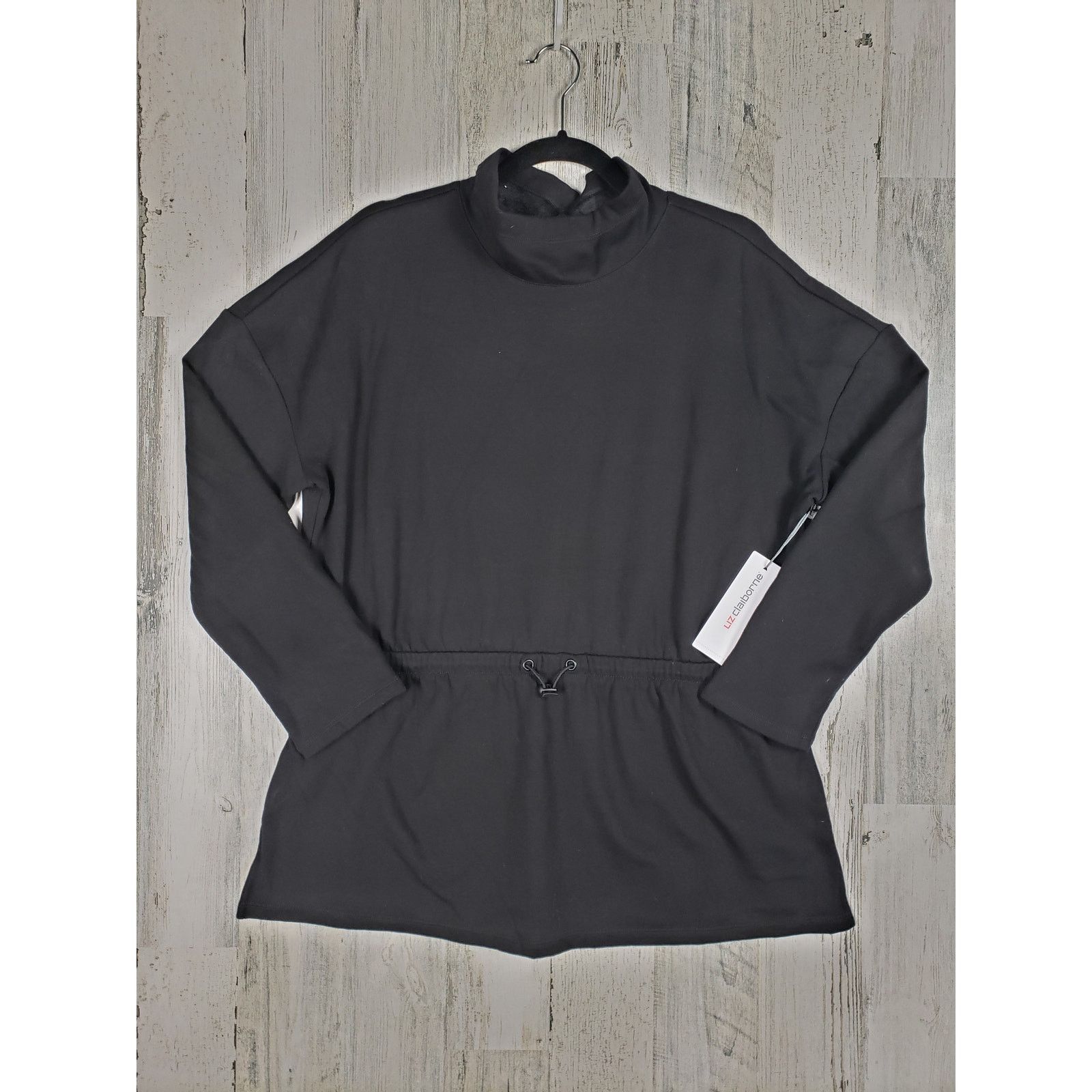 Other NWT Liz Claiborne Black Cinched Pullover Sweatshirt Large Size L / US 10 / IT 46 - 1 Thumbnail