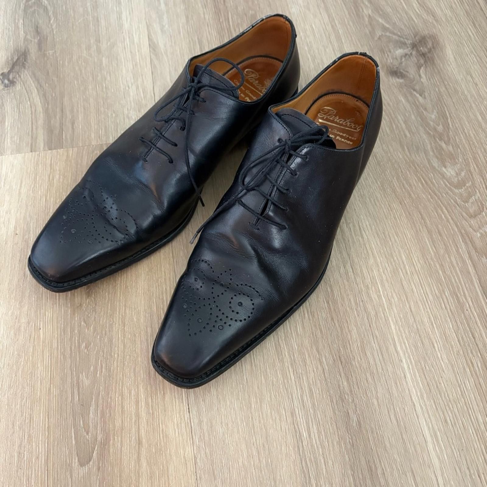 Paraboot Men’s Black Leather Oxford Dress Shoes – Size 10