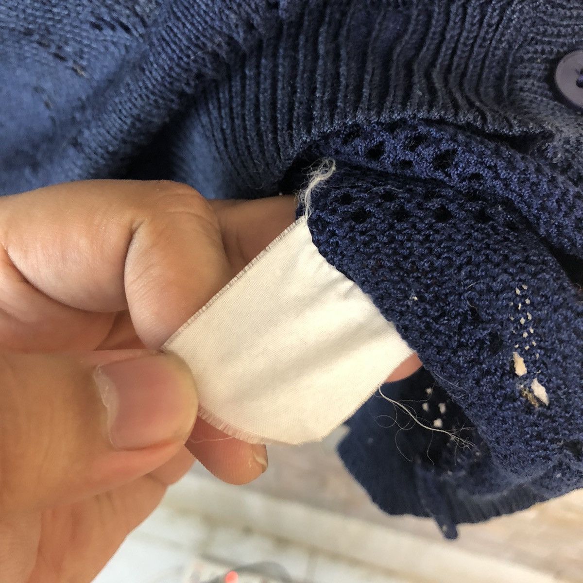 Homespun Knitwear × Japanese Brand × Vintage Detit Cherry Dark Blue Vest crochet meshnet Knitwear #A906 Size S / US 4 / IT 40 - 11 Thumbnail