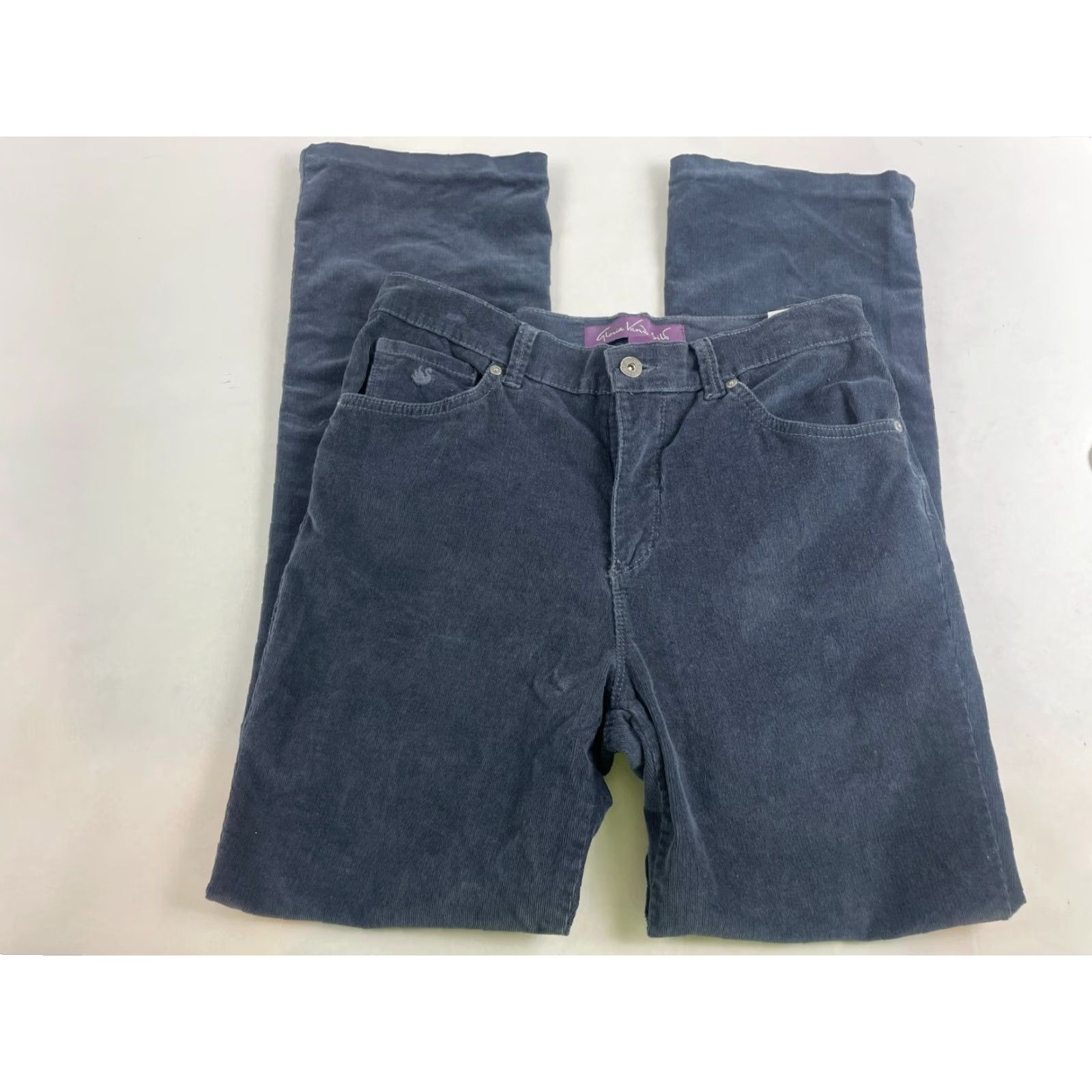 Gloria Vanderbilt Gloria Vanderbilt Pants Women's Size 6 Blue Mid-Rise Corduroy Flat Front Straight Hemmed to 29" Inseam 29" Chino Solid Womens Size 28" / US 6 / IT 42 - 2 Thumbnail