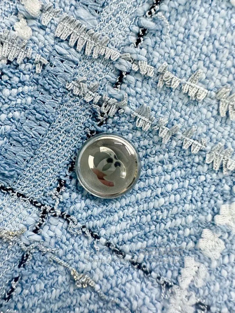 Chanel Chanel Blue plaid tweed coat Size XS / US 0-2 / IT 36-38 - 3 Thumbnail