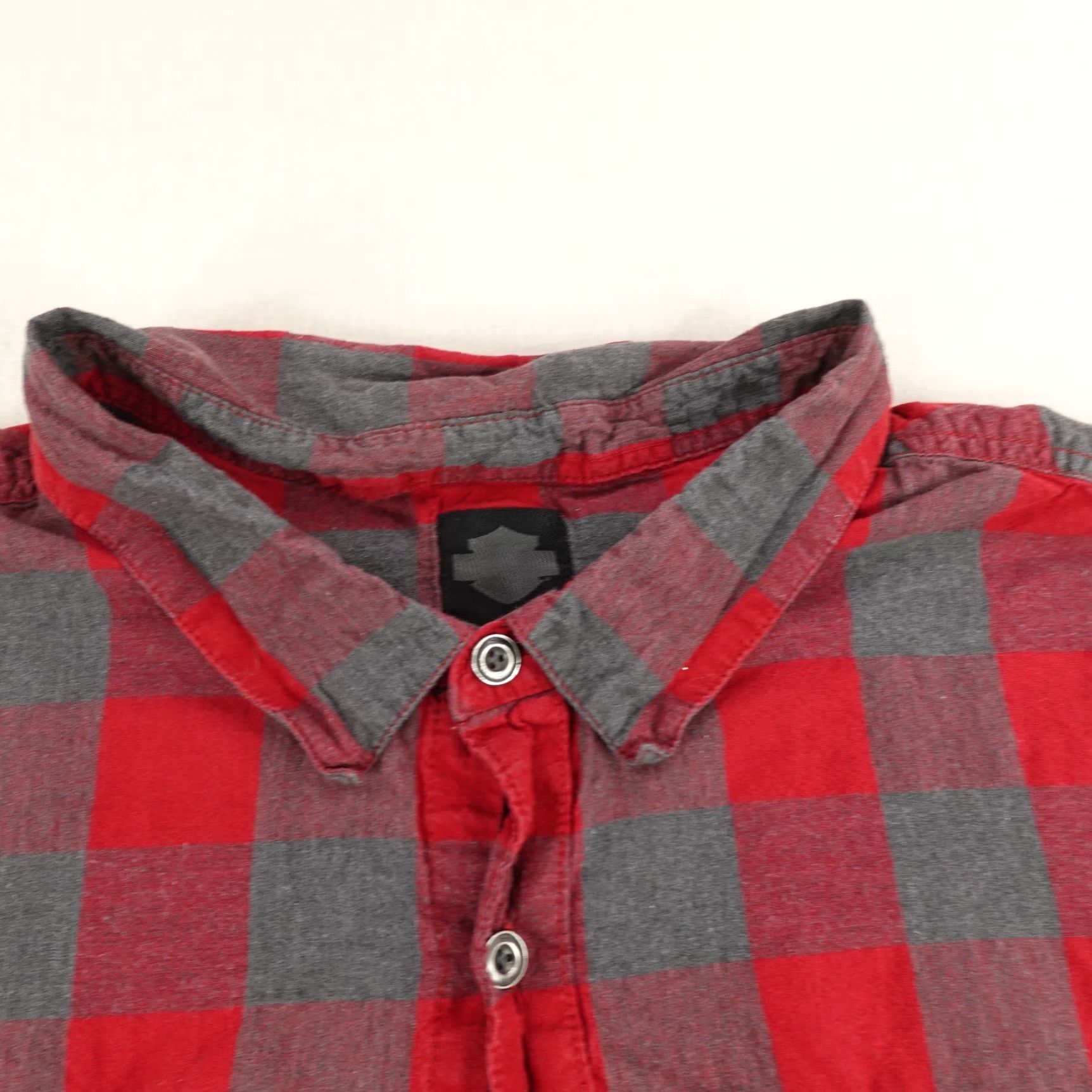 Harley Davidson VINTAGE Harley Davidson Shirt Men 3XL Flannel Plaid Short Sleeve Casual Biker Gray Red Size US XXL / EU 58 / 5 - 2 Thumbnail