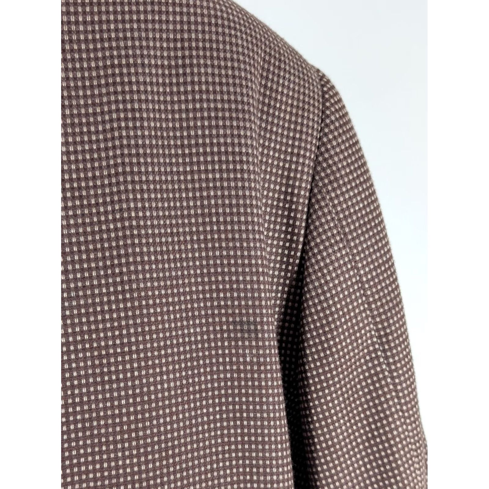 Armani Armani Collezioni Blazer Sport Coat 40R Brown Silk Cashmere Houndstooth Men Italy Vintage Size 40R - 6 Thumbnail