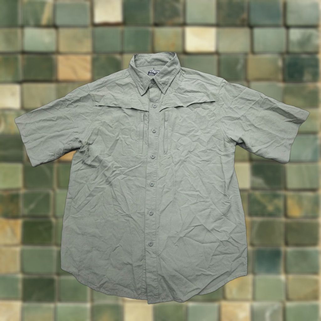 Habitat Habit Men’s Short Sleeve Shirt M Medium Green Nylon Microfiber UPF30 Outdoor Hiking Fishing Logo Button-Collar Size US M / EU 48-50 / 2 - 1 Thumbnail