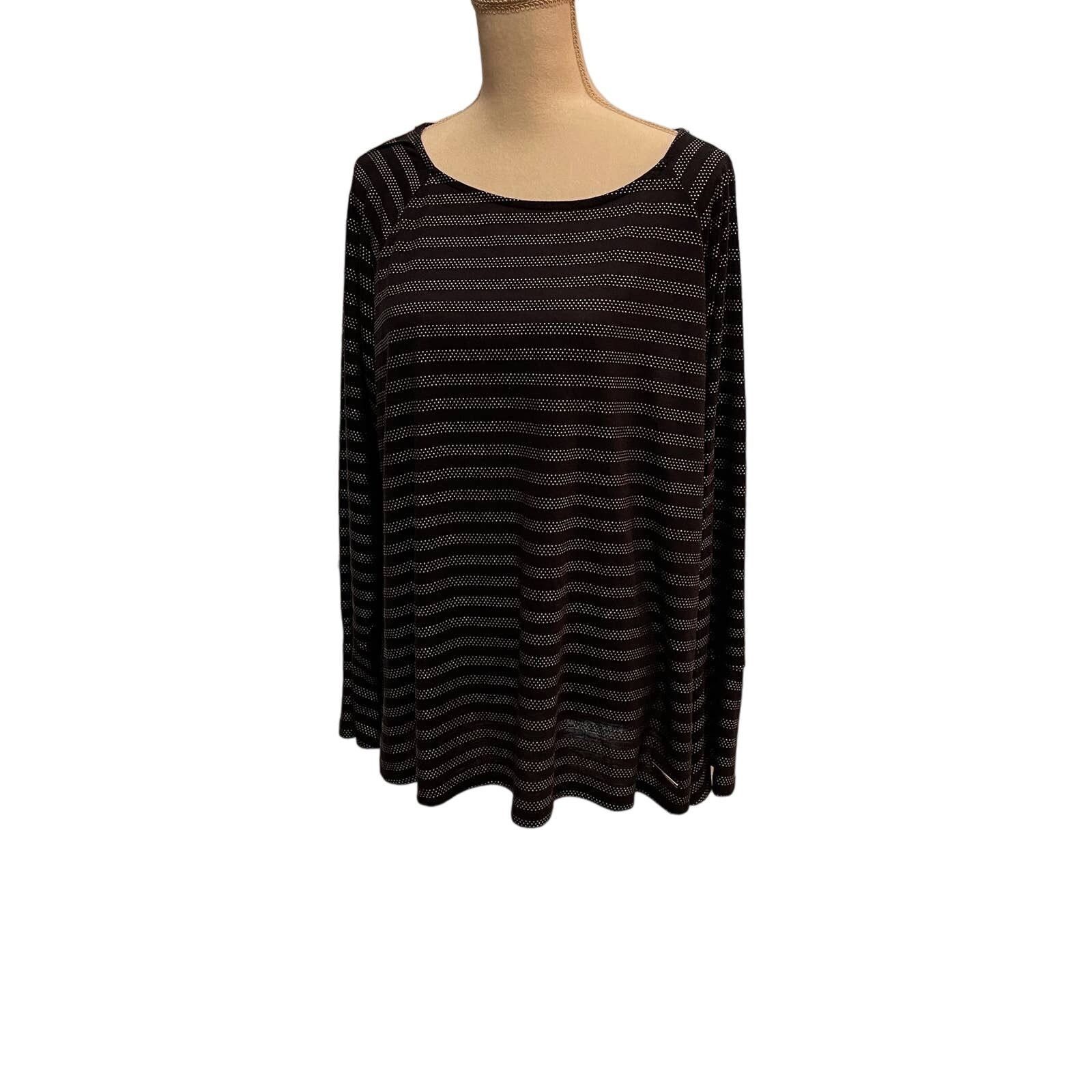 Jones New York Jones of New York 1X Black & Silver Long Sleeve Stripe JNY Size XL / US 12-14 / IT 48-50 - 1 Thumbnail