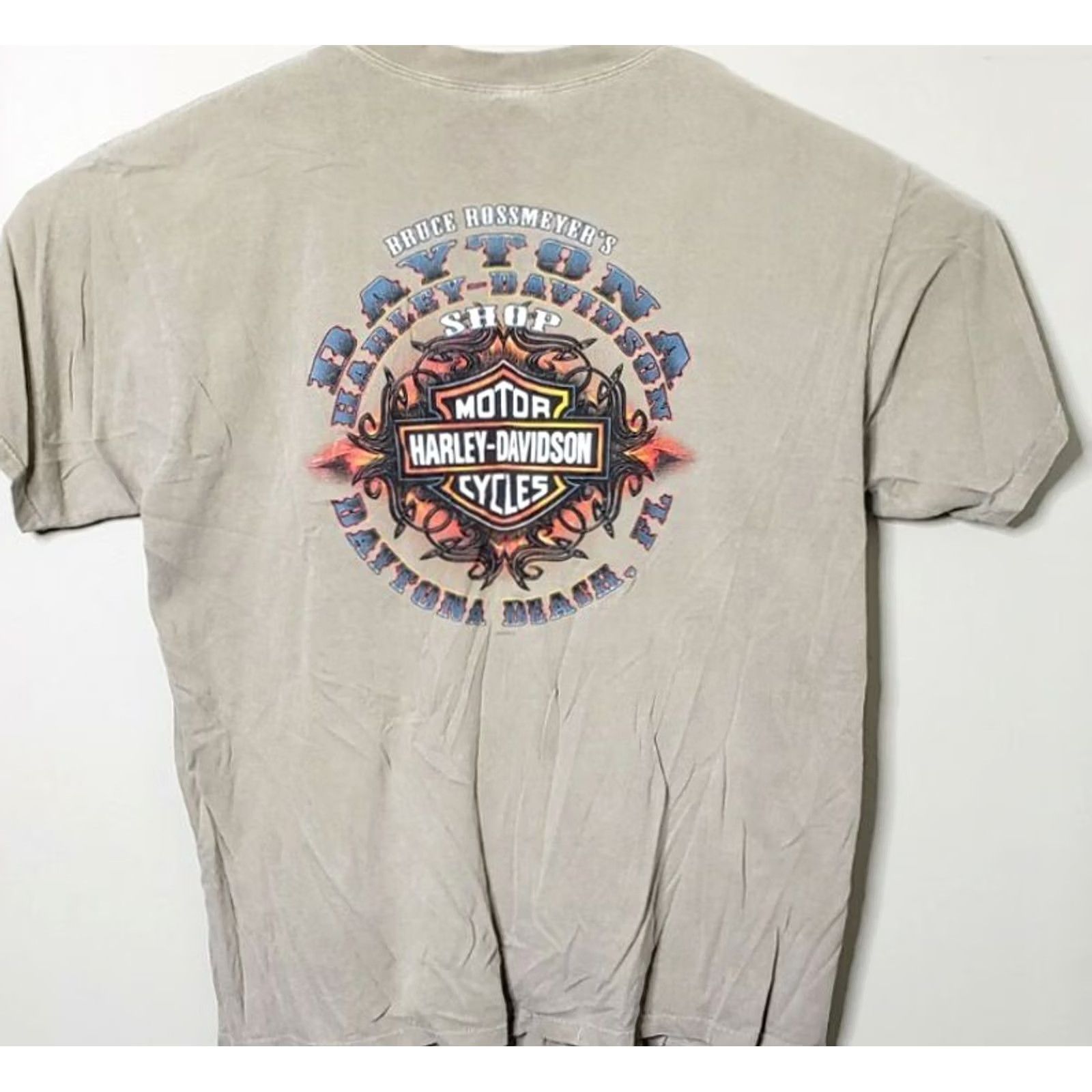 Harley Davidson Harley-Davidson T-Shirt Harlej-Davidson Bruce Rossmeyer's Daytona Solid Short Sleeve Crew Neck XL Black Men Motorcycle EUC Size US XL / EU 56 / 4 - 6 Thumbnail