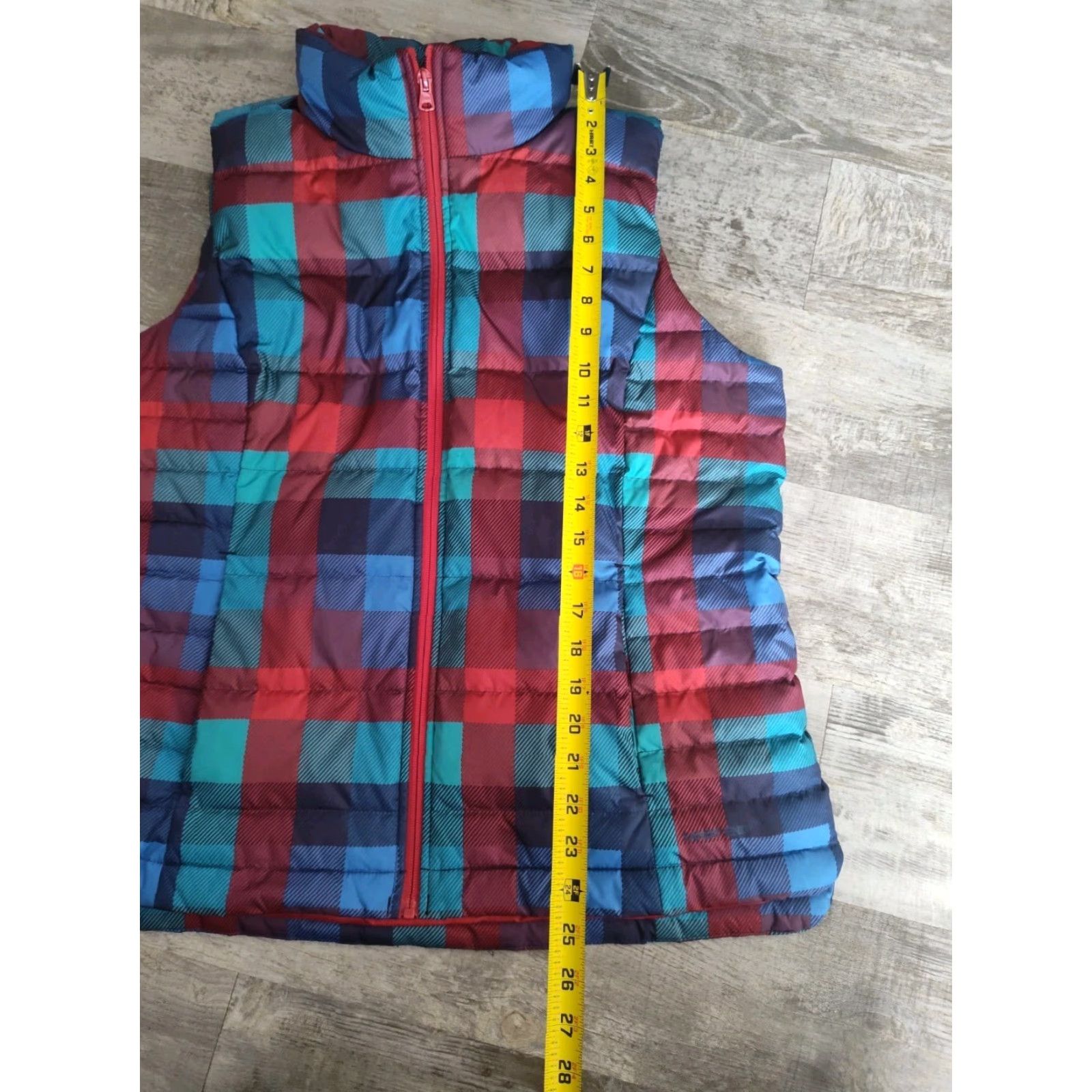 Lands' End Lands' End Multi Plaid Print Full-Zip Down Puffer Vest Size L EUC Size L / US 10 / IT 46 - 6 Thumbnail