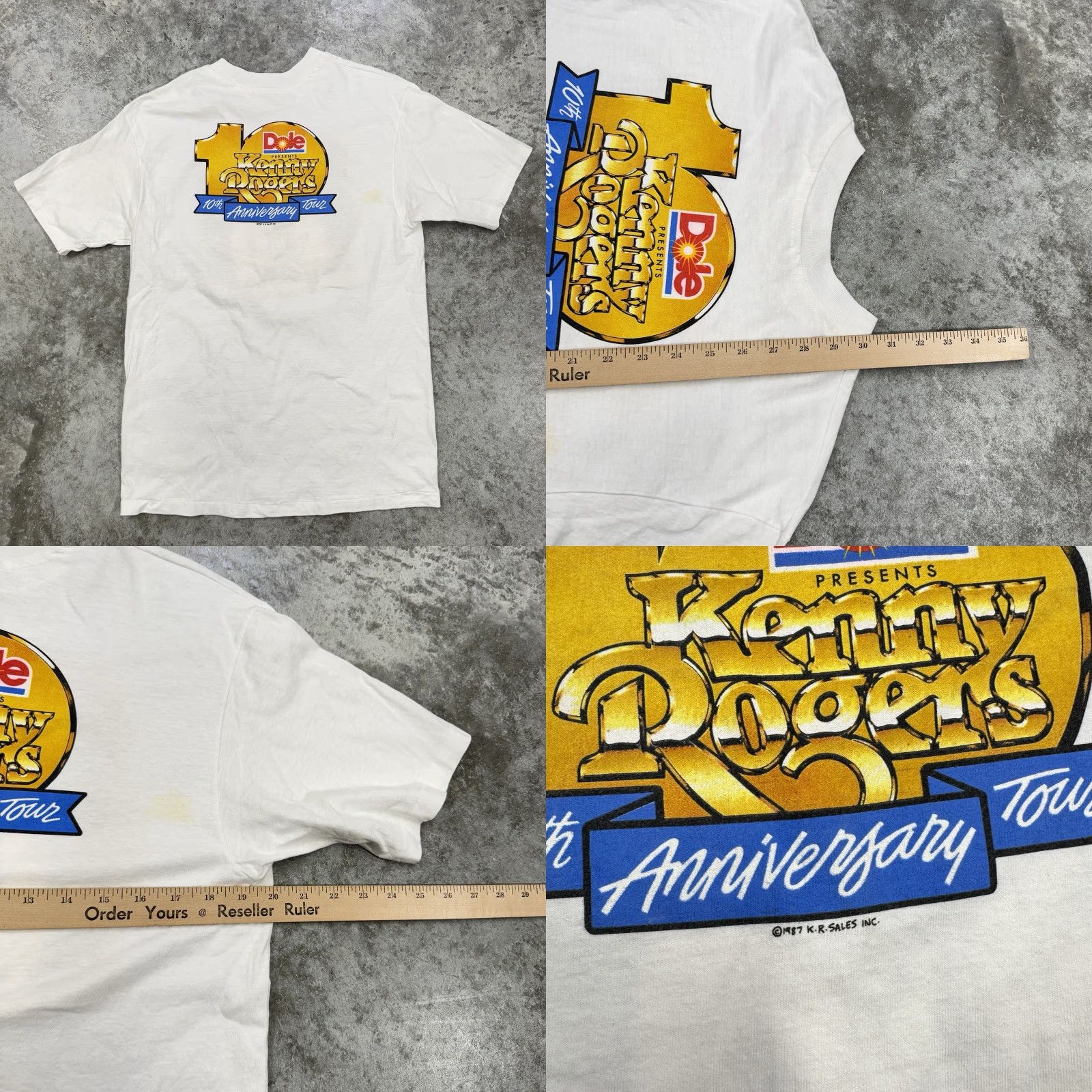 Hanes VINTAGE Kenny Rogers shirt Mens L White 1987 Band Country Music 80s Concert Hanes Cotton T-Shirt Graphic Print Crew Neck Short Sleeve Men XL L Size US L / EU 52-54 / 3 - 8 Thumbnail