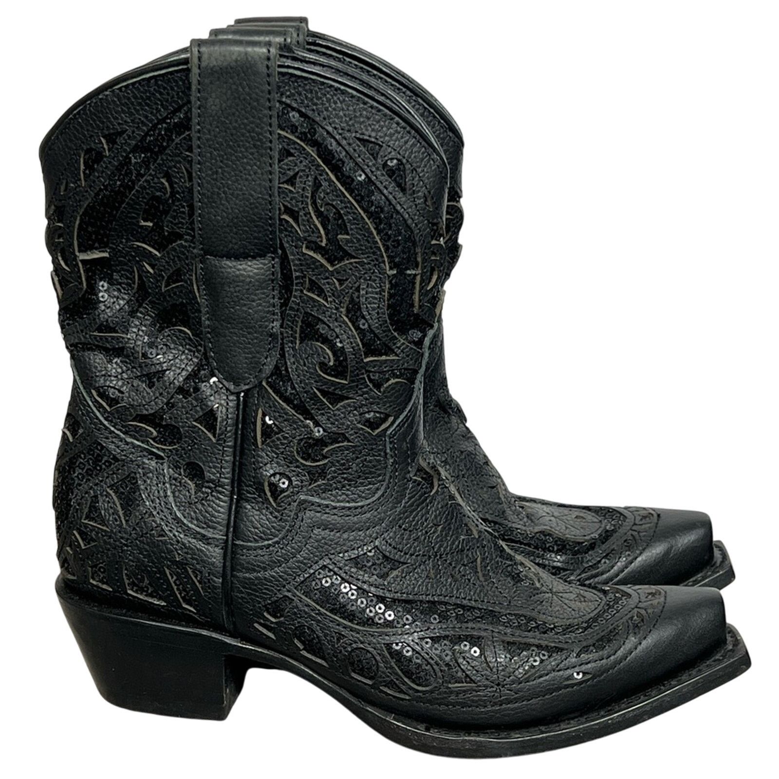 JB Classics JB Dillon Reserve Womens Cowgirl Leather Boot Black Sequin Size US 6 / IT 36 - 2 Thumbnail