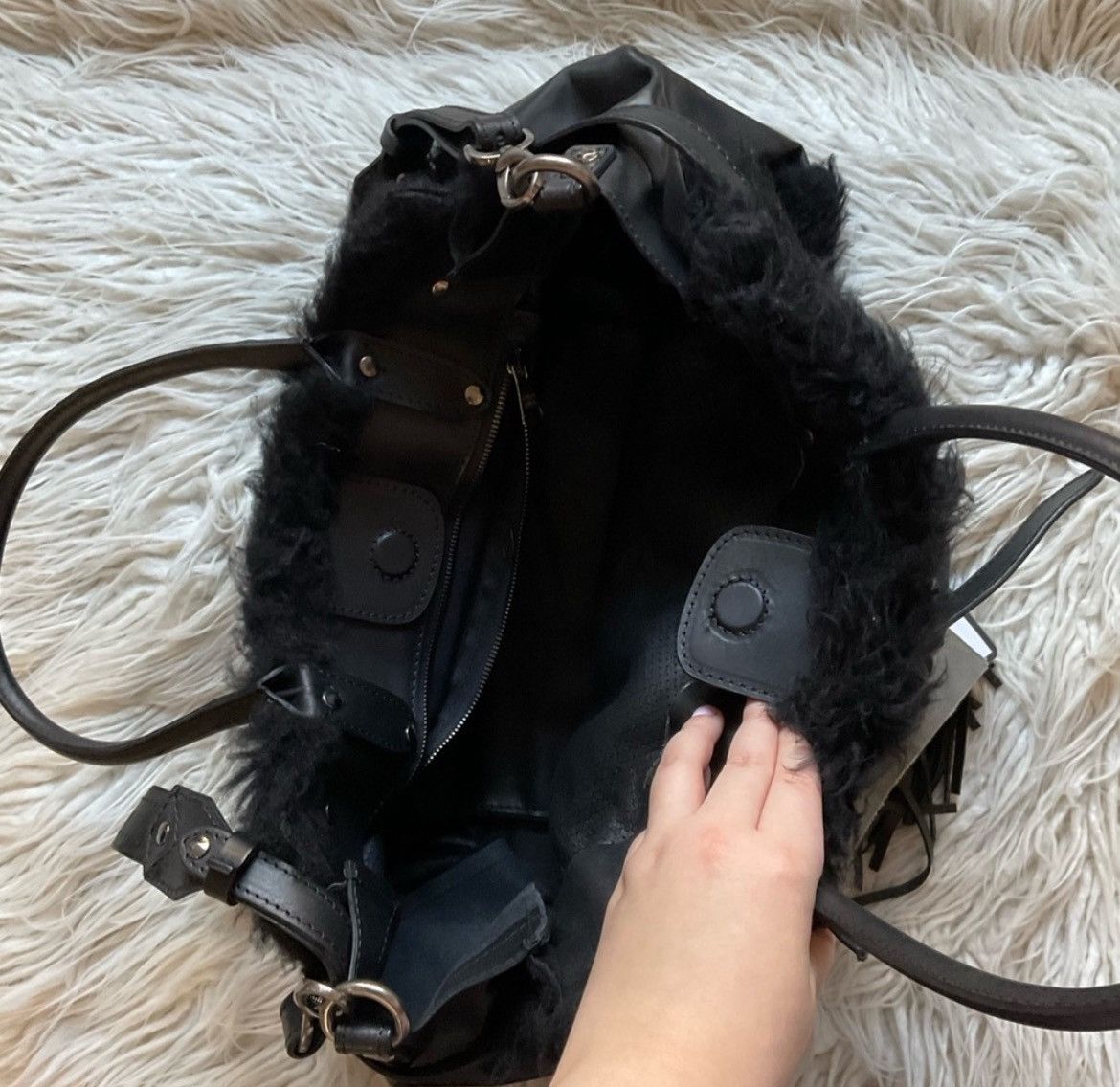 Giorgio Brato Giorgio Brato Tanned Leather Shearling Crossbody Satchel Size ONE SIZE - 6 Thumbnail