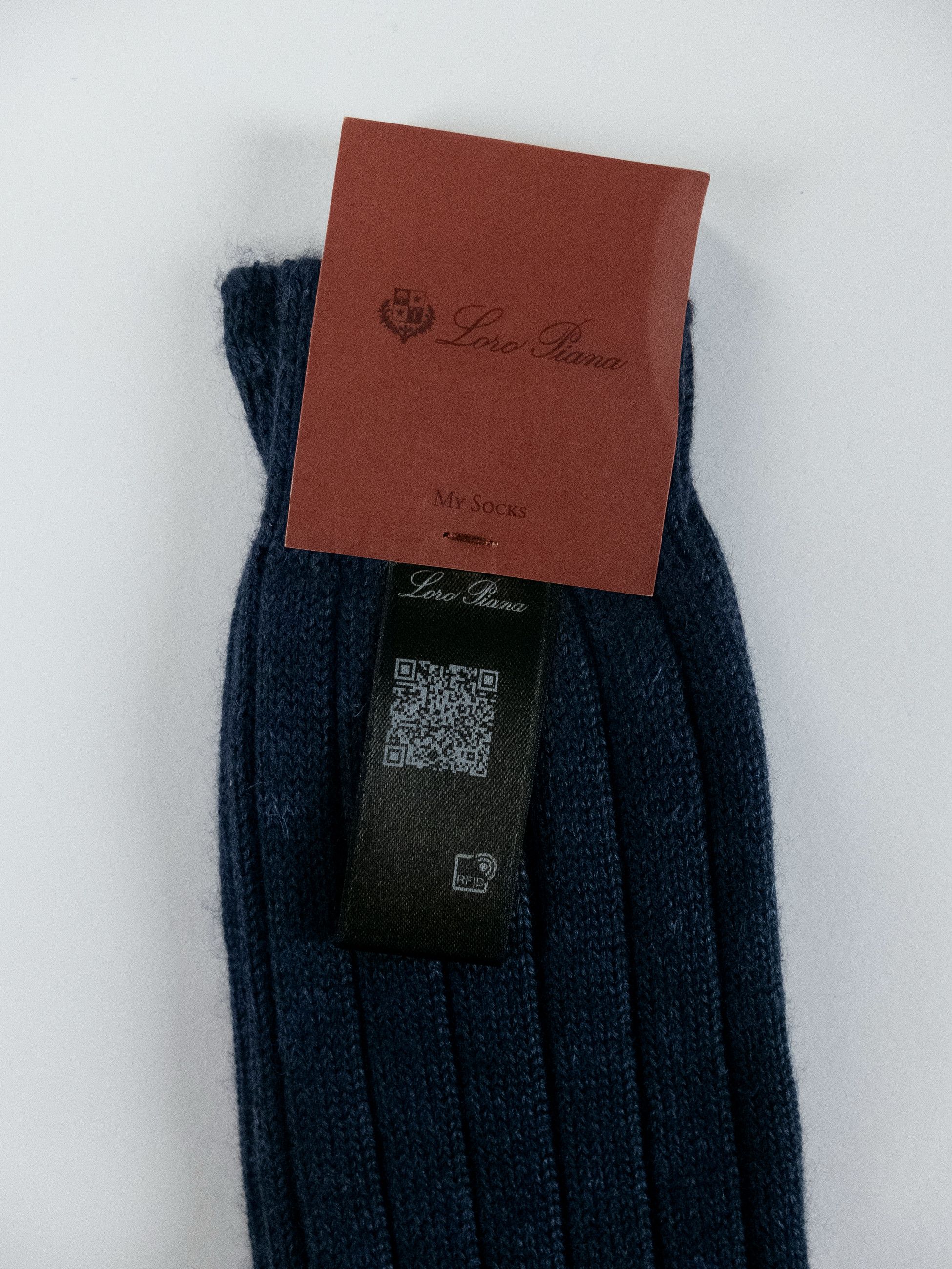 Loro Piana 2 pairs LORO PIANA navy blue silk cashmere socks Large q Size ONE SIZE - 2 Thumbnail