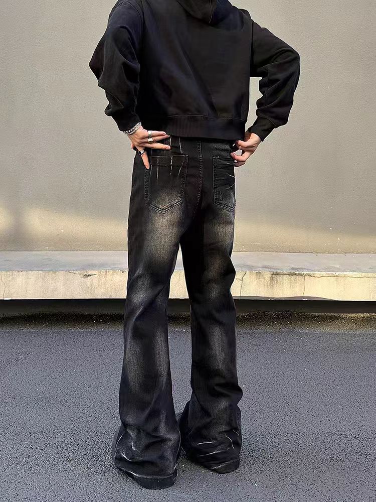 Japanese Brand × Jean High Street Washed Ripped Black Micro Flare Jeans Size US 31 - 3 Thumbnail