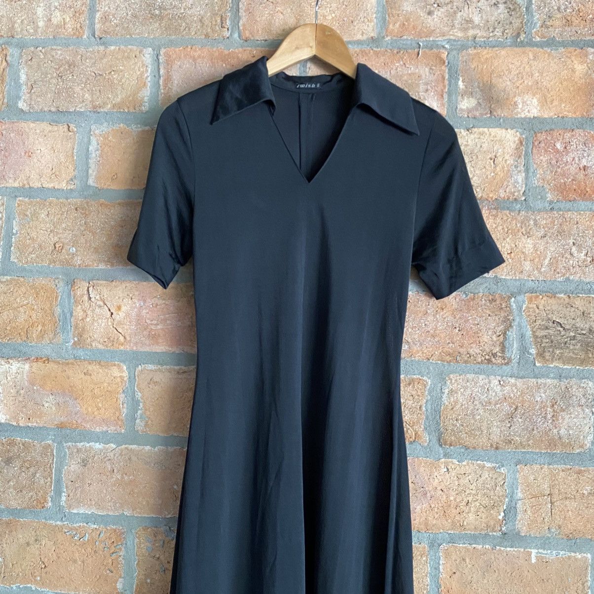 Yohji Yamamoto IWISH Black Collared Midi Shirt Dress Size S / US 4 / IT 40 - 5 Thumbnail