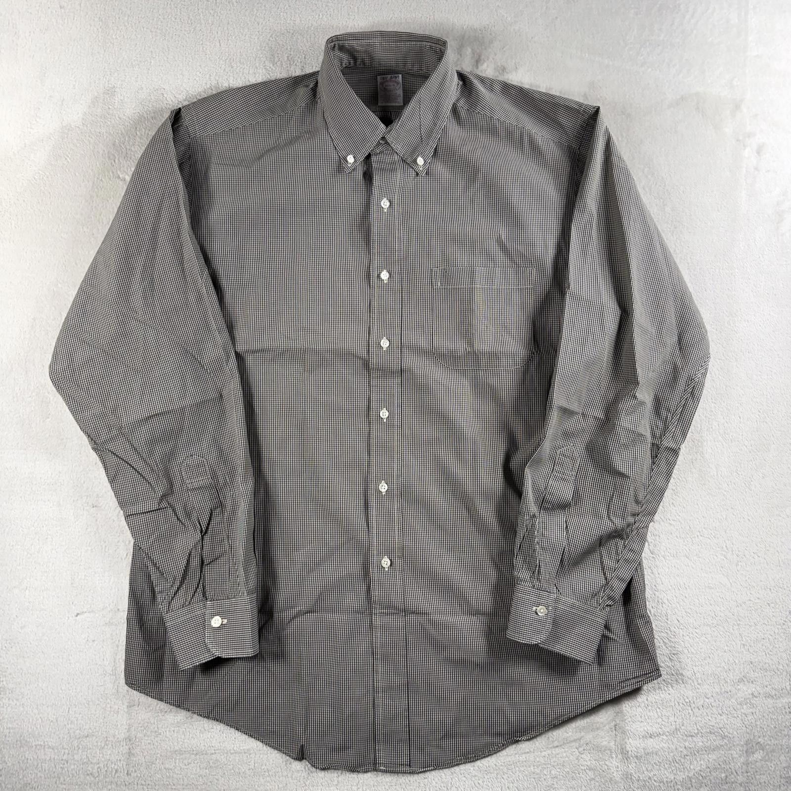 Brooks Brothers Brooks Brothers Shirt Men's 16.5 Grey All Cotton Check Size 38R - 2 Thumbnail