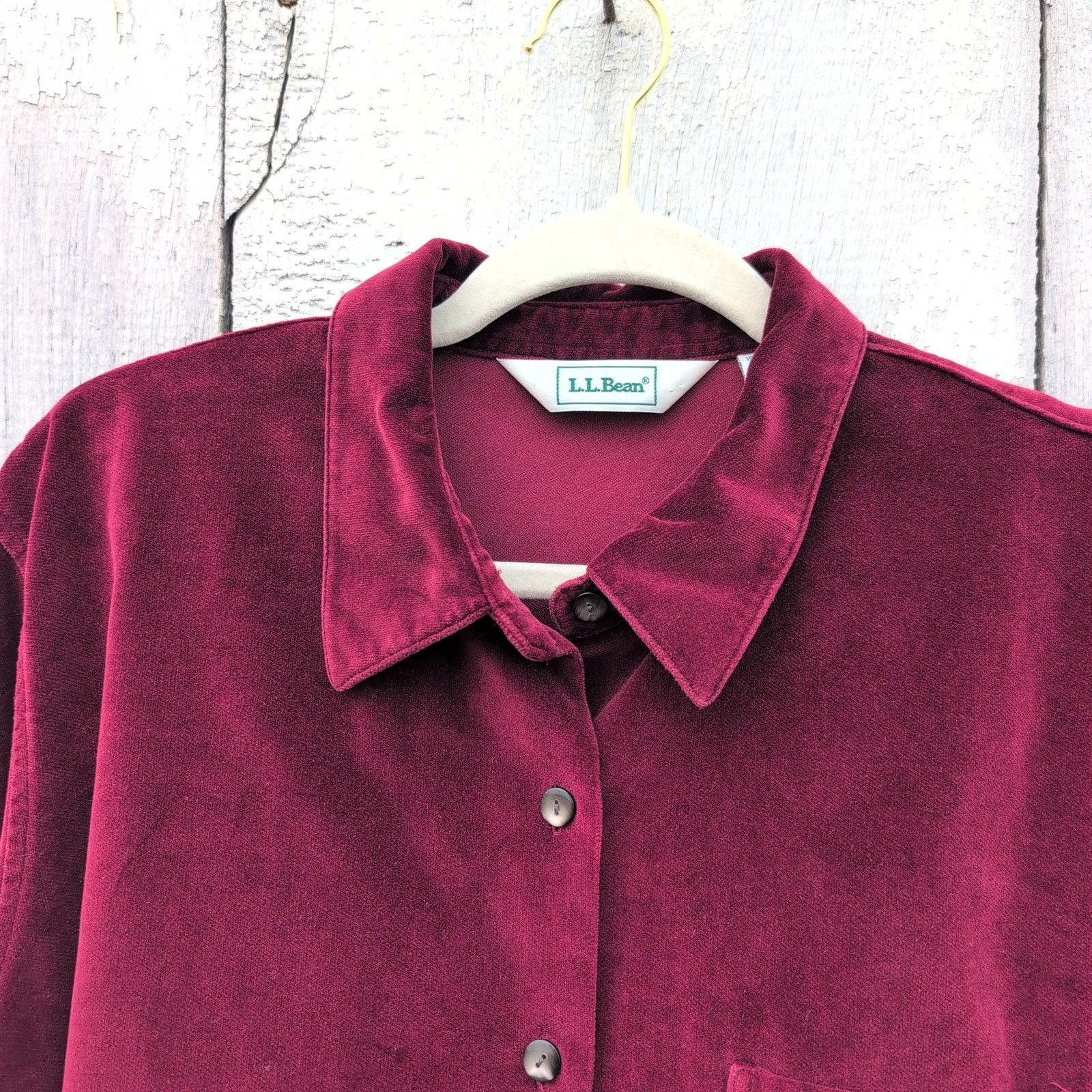 L.L. Bean Vintage 90s LL Bean Velvet Vampy Magenta Button Down Large Size L / US 10 / IT 46 - 2 Thumbnail