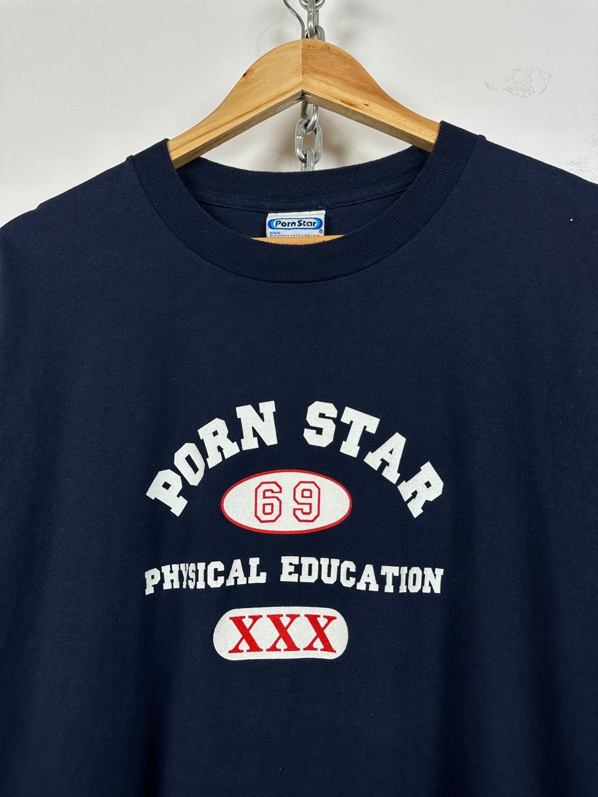 Vintage Pornstar 69 Physical Education XXX Navy Blue T-Shirt