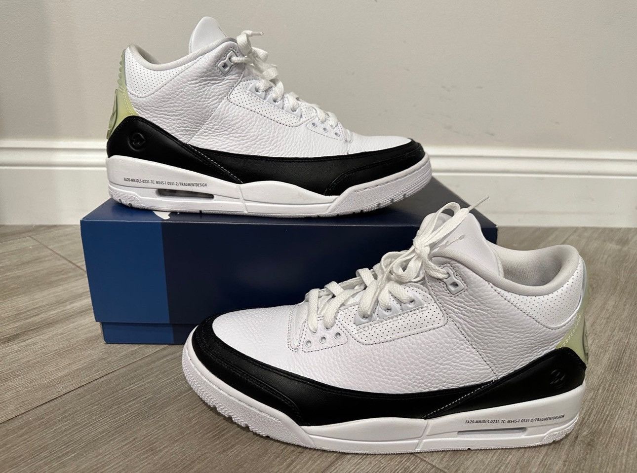Fragment Design Air Jordan 3 Retro SP White Black Sz 12 Used