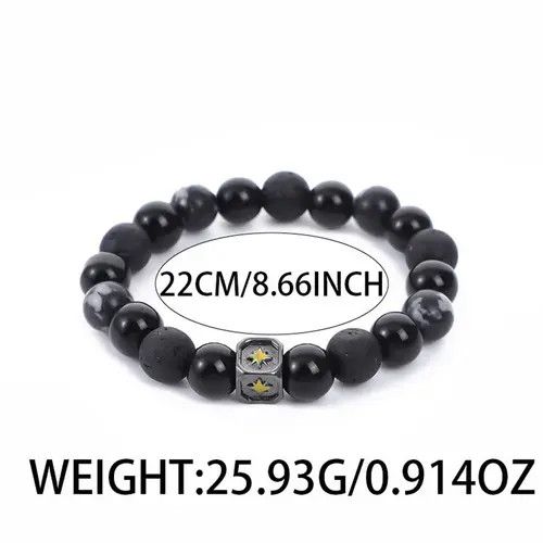 Jewelry Black and Gray Beaded Stone Bracelet, Men's Beaded Bracelet Size ONE SIZE - 6 Thumbnail