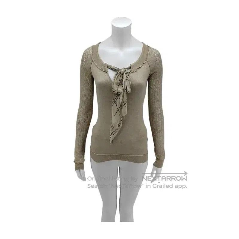 Louis Vuitton Louis Vuitton Beige Silk Long Sleeve Top . Size S / US 4 / IT 40 - 1 Thumbnail