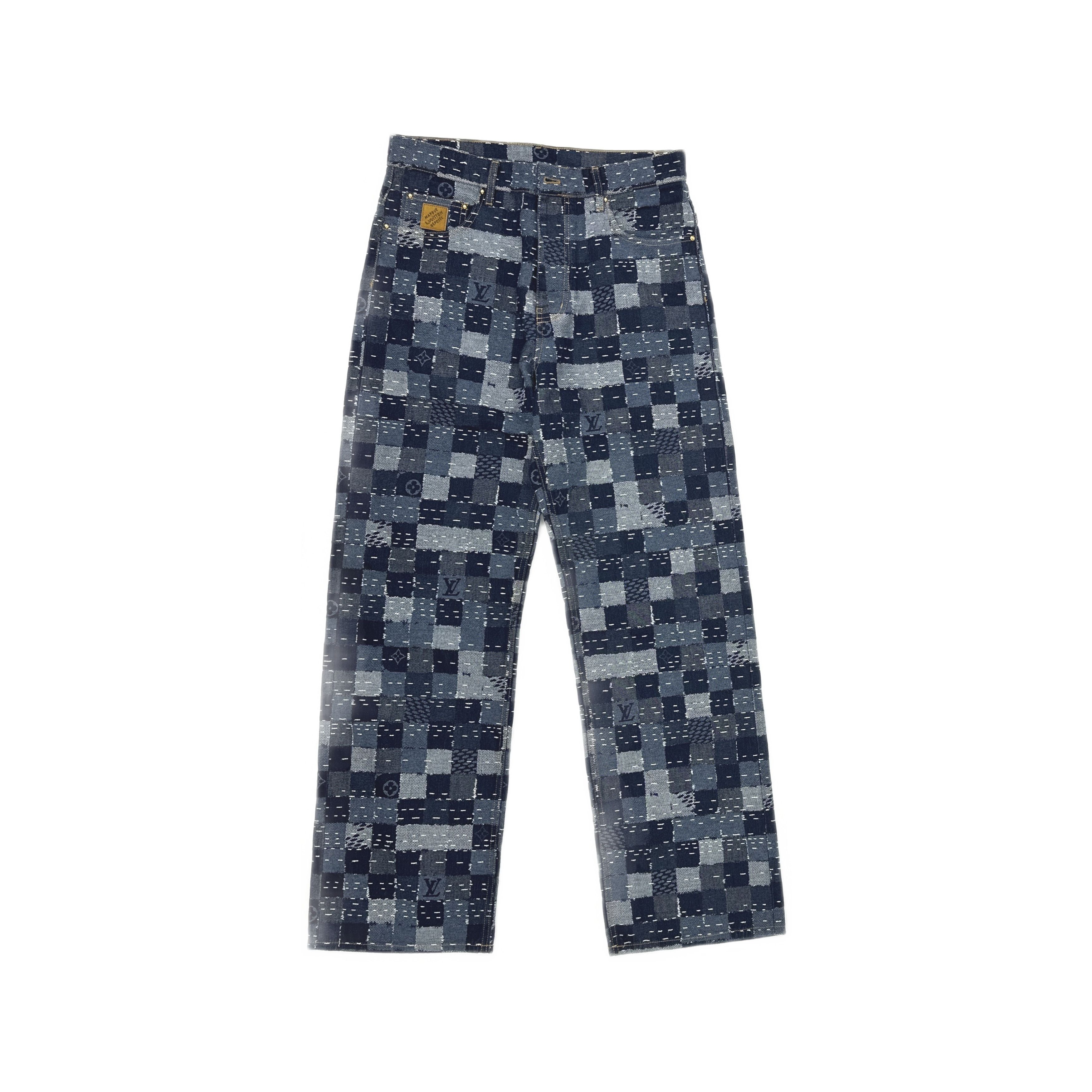 Louis Vuitton Louis Vuitton Patchwork Checkered Denim Jeans Size 31 Size US 31 - 1 Thumbnail