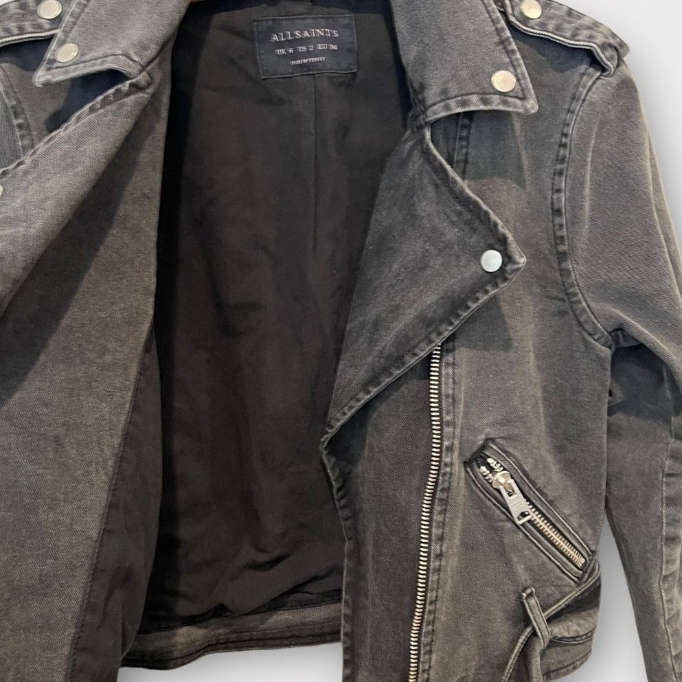 Allsaints AllSaints Balfern Denim Biker Jacket Size US/2 Size XS / US 0-2 / IT 36-38 - 10 Thumbnail