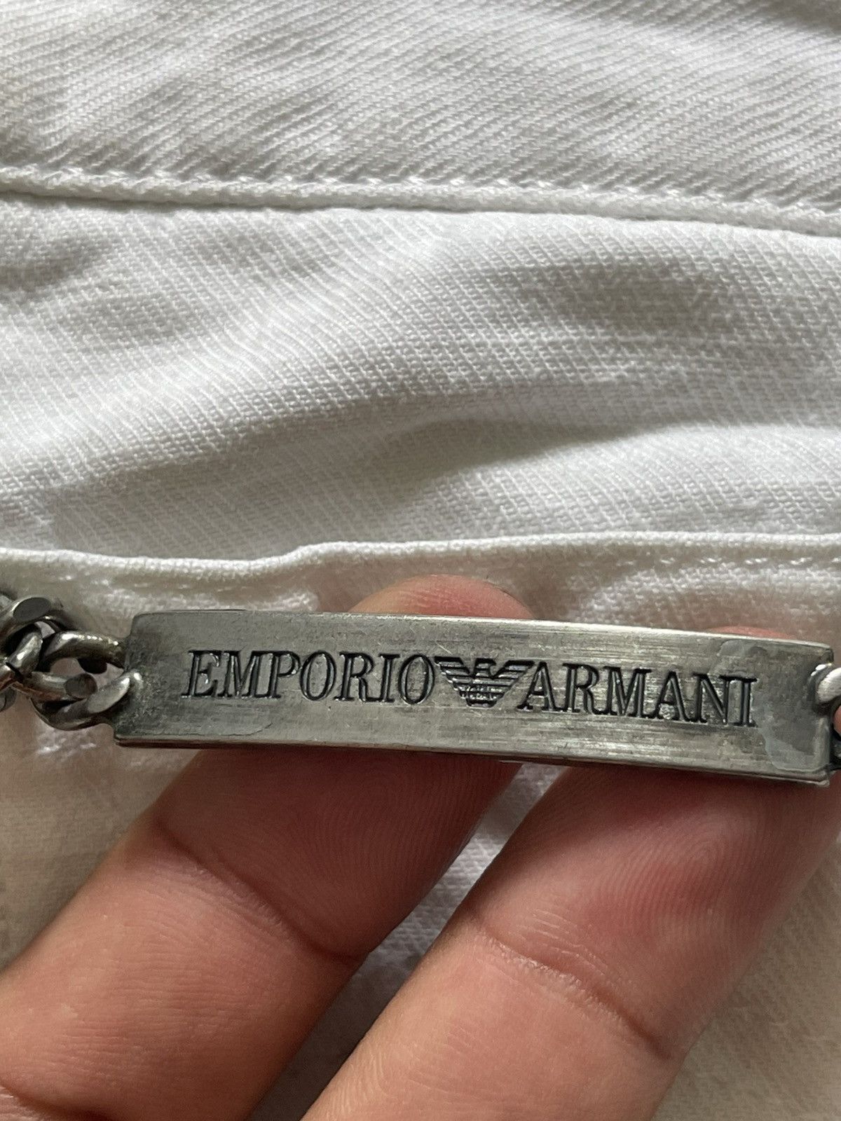 Emporio Armani Emporio Armani Metal Emblem Pocket White Denim Jeans 96 Size US 36 / EU 52 - 17 Thumbnail