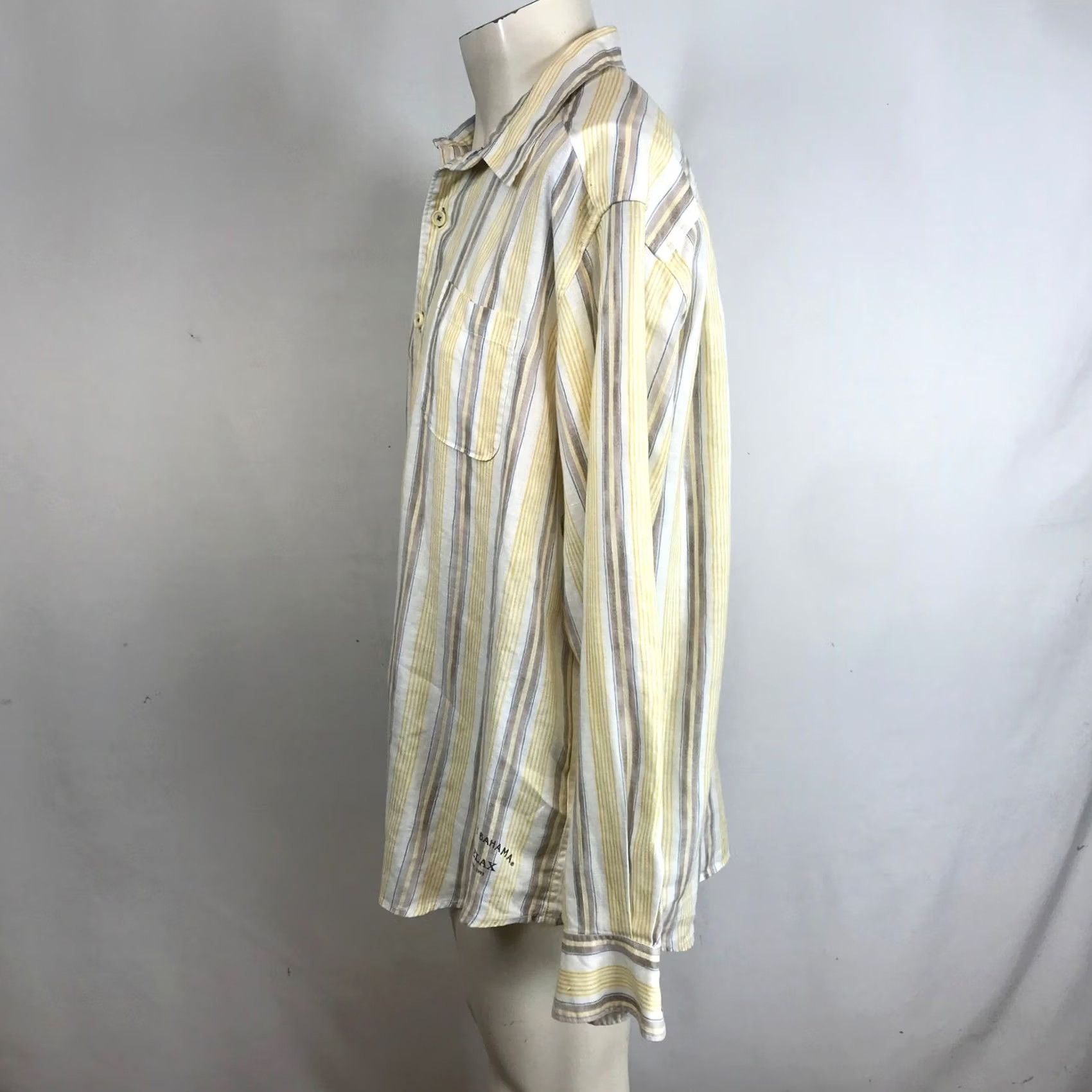 Tommy Bahama VINTAGE Tom​my Bahama Relax Striped Long Sleeve Button-Up Linen Shirt Yellow Blue XL Mens Size US XL / EU 56 / 4 - 6 Thumbnail