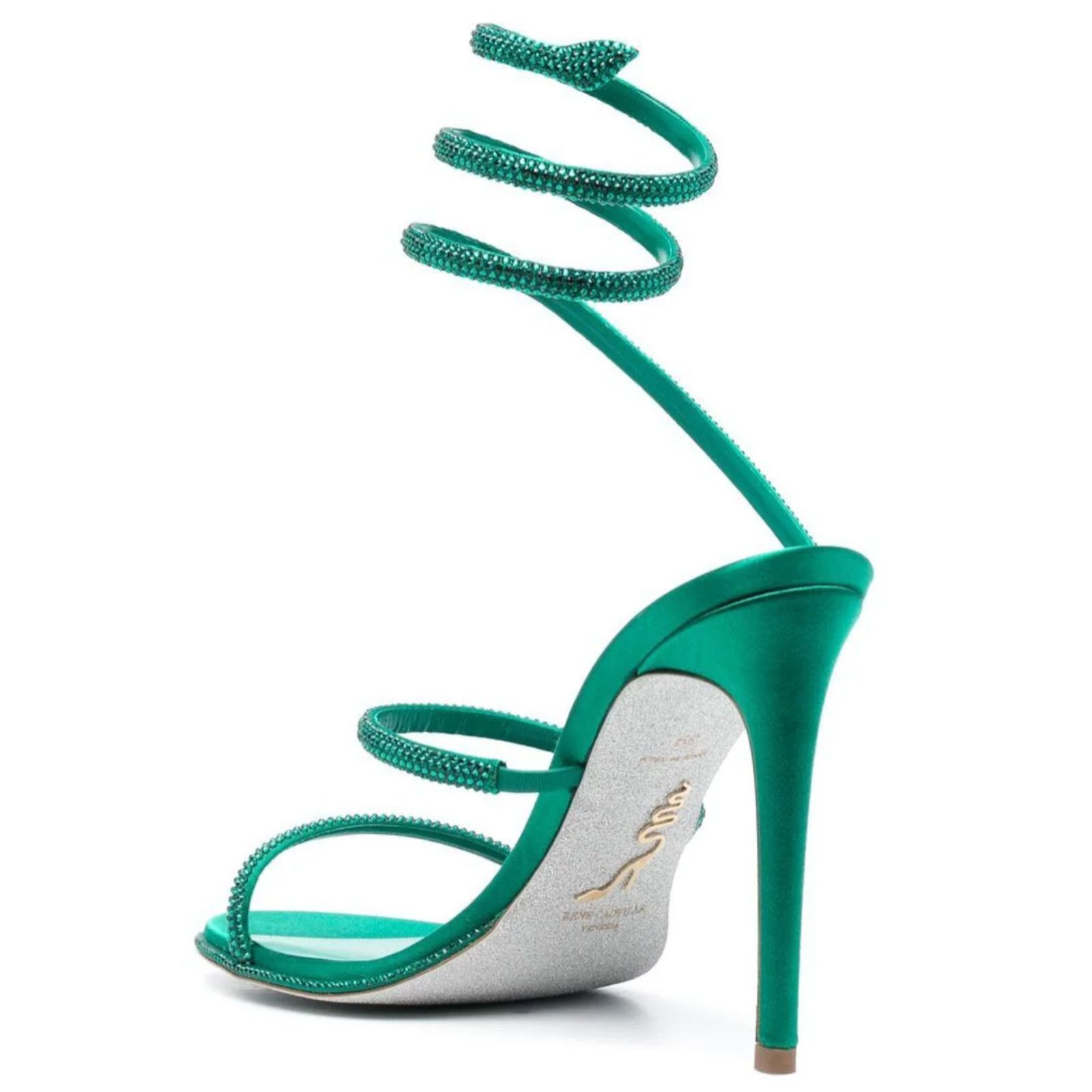 Rene Caovilla Cleo Emerald Crystal Ankle Wrap Strap Sandal Heel Pump 38 Size US 8 / IT 38 - 8 Thumbnail