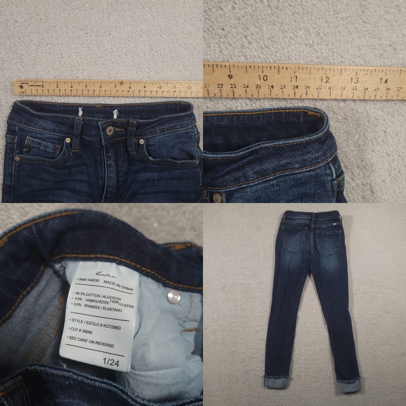 Vintage KUT from the Kloth Jeans Womens 24 Dark Wash Distressed Mid Rise Skinny Raw Hem Jeans Size 42" / US 20 - 8 Thumbnail
