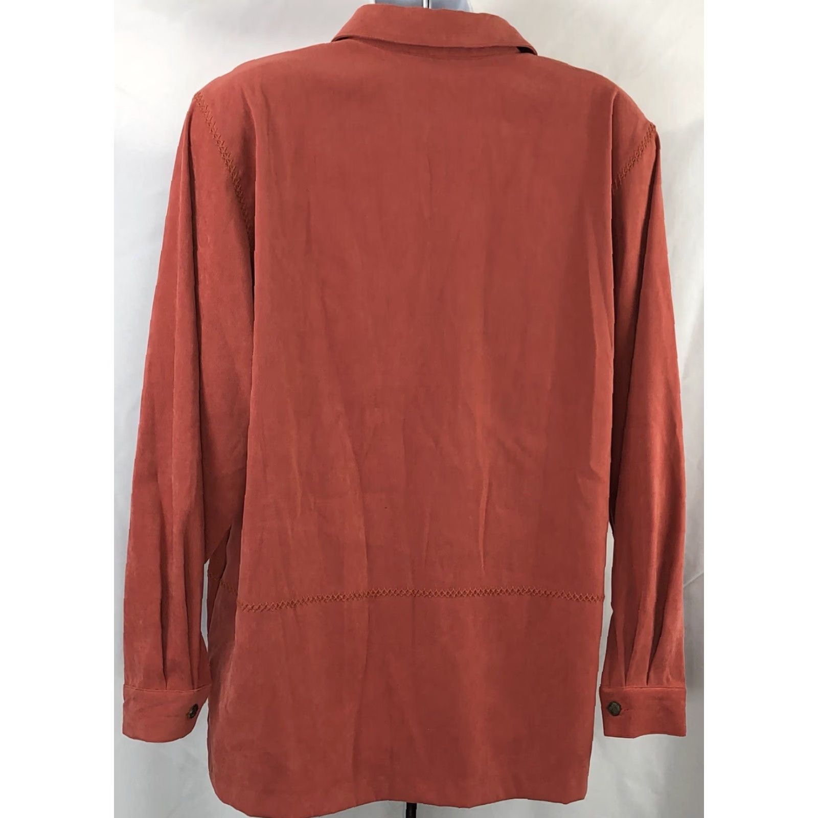 Vintage VINTAGE Alfred Dunner Button-Up Top XL Rust Orange Embroidered Crochet Pocket Back Styled Casual Women's Shirt Size XL / US 12-14 / IT 48-50 - 3 Thumbnail
