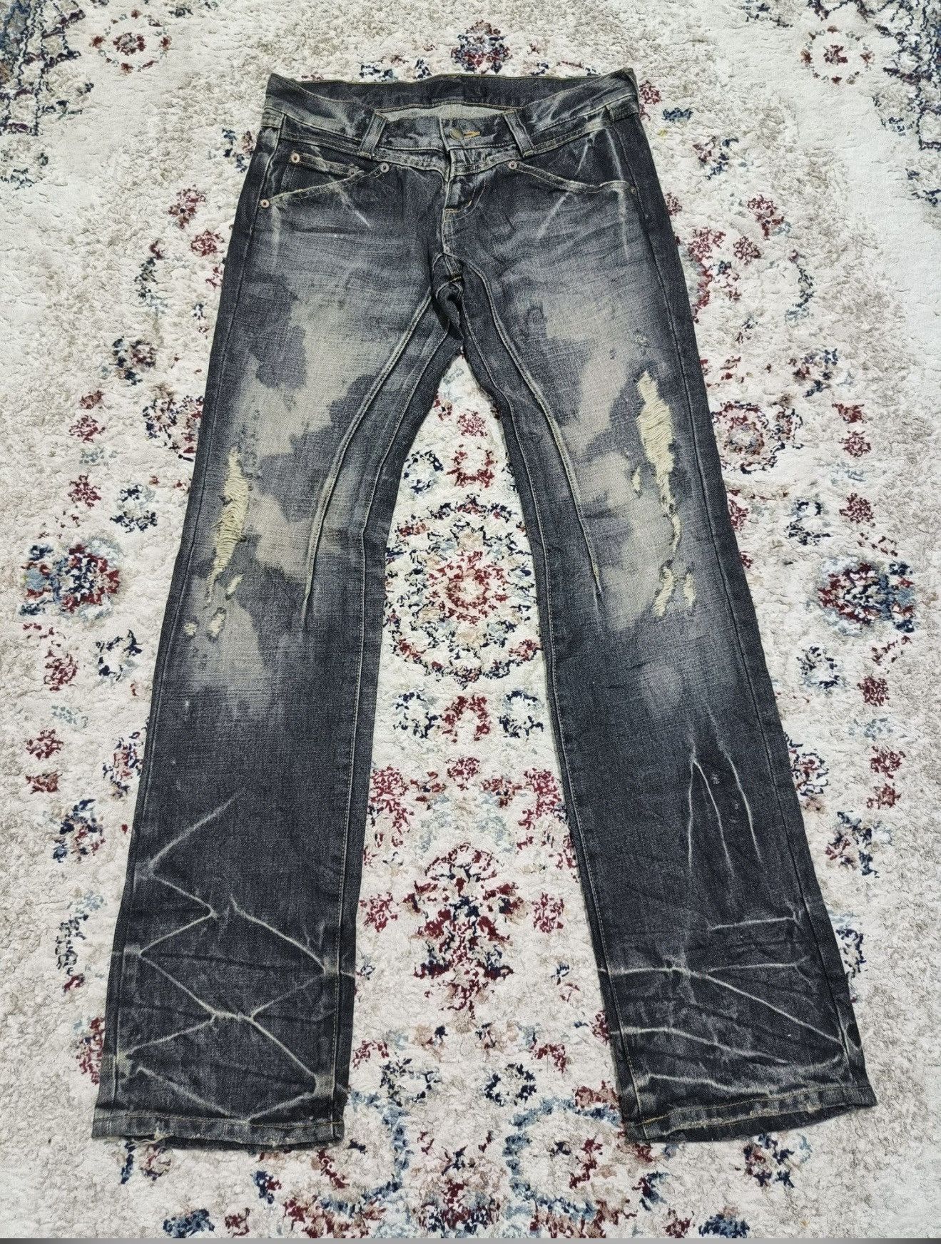 If Six Was Nine Jackrose Low-Rise Flared Jeans Distressed Black Size 31" - 1 Thumbnail