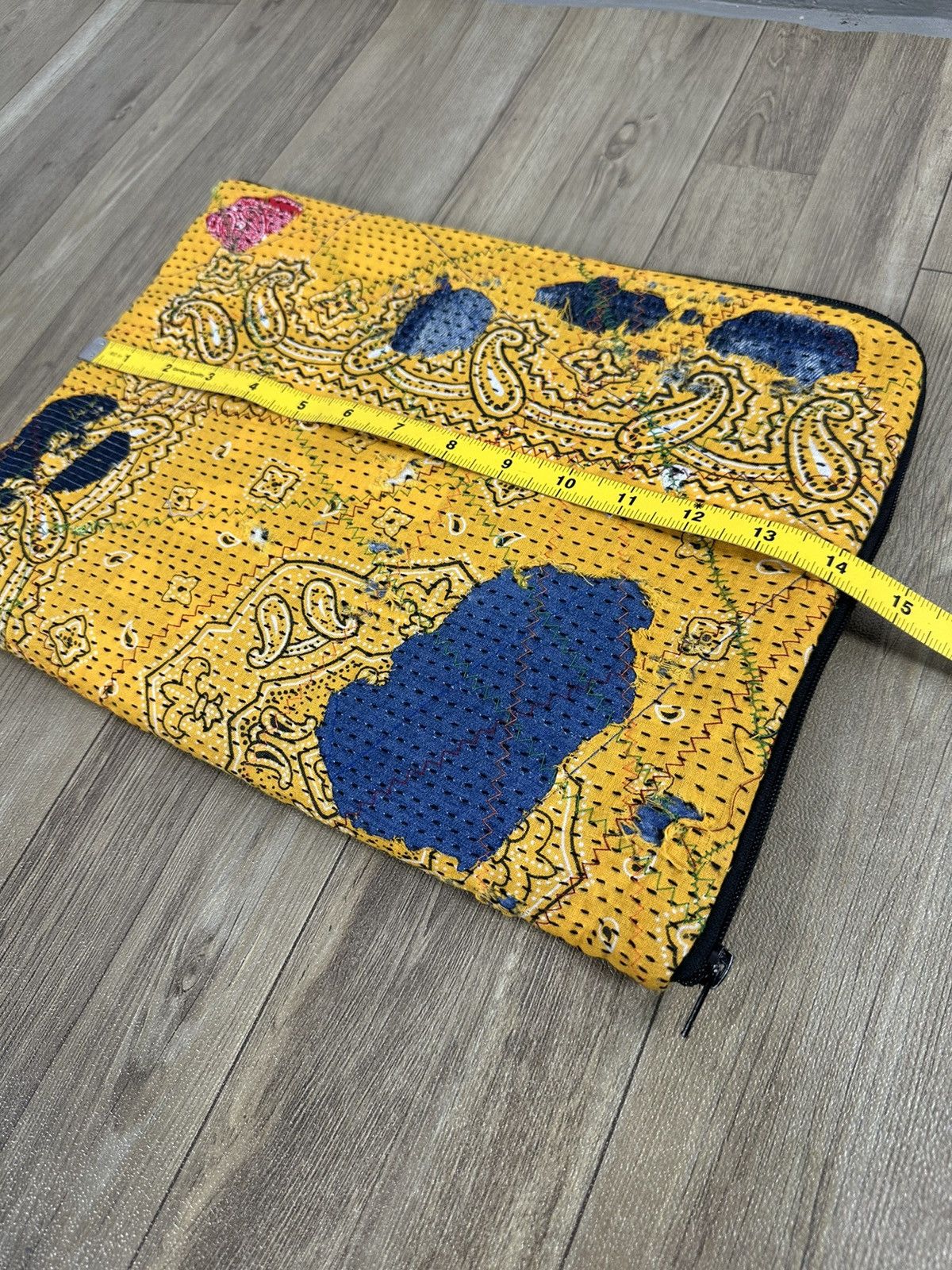 Handmade Custom Made Distressed Patchwork Boro Paisley cutch bag Size ONE SIZE - 13 Thumbnail