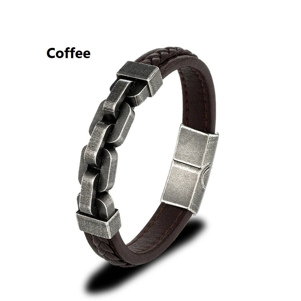 Other Chain Leather Bracelet Accessories Cuff Gift For Him Size ONE SIZE - 10 Thumbnail