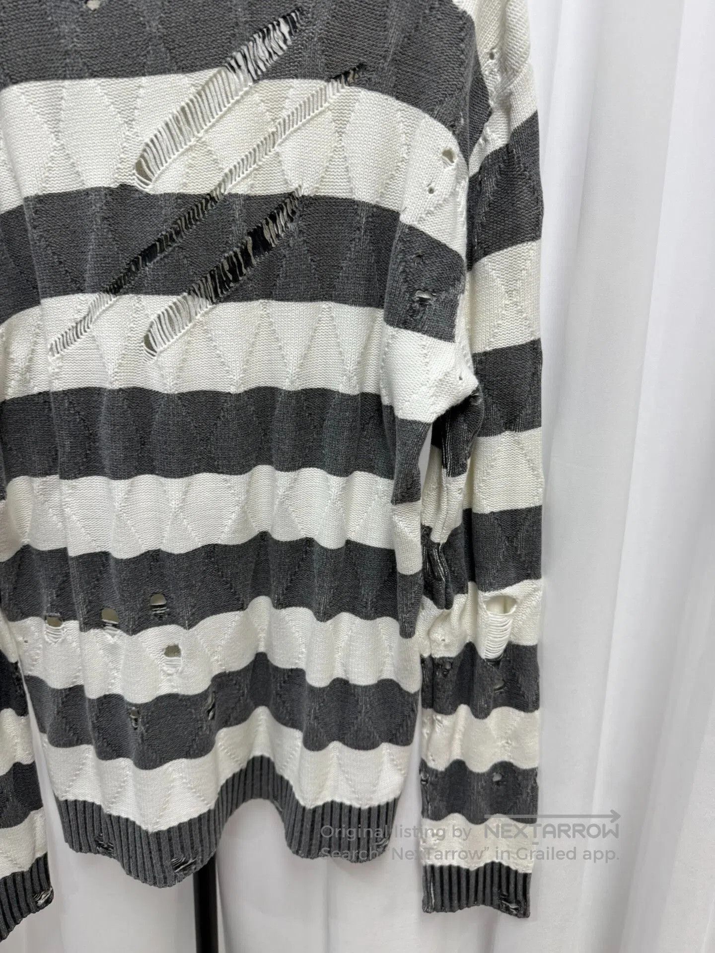 Comme des Garcons Homme Plus Striped Distressed Sweater Size 4. Size US XL / EU 56 / 4 - 6 Thumbnail