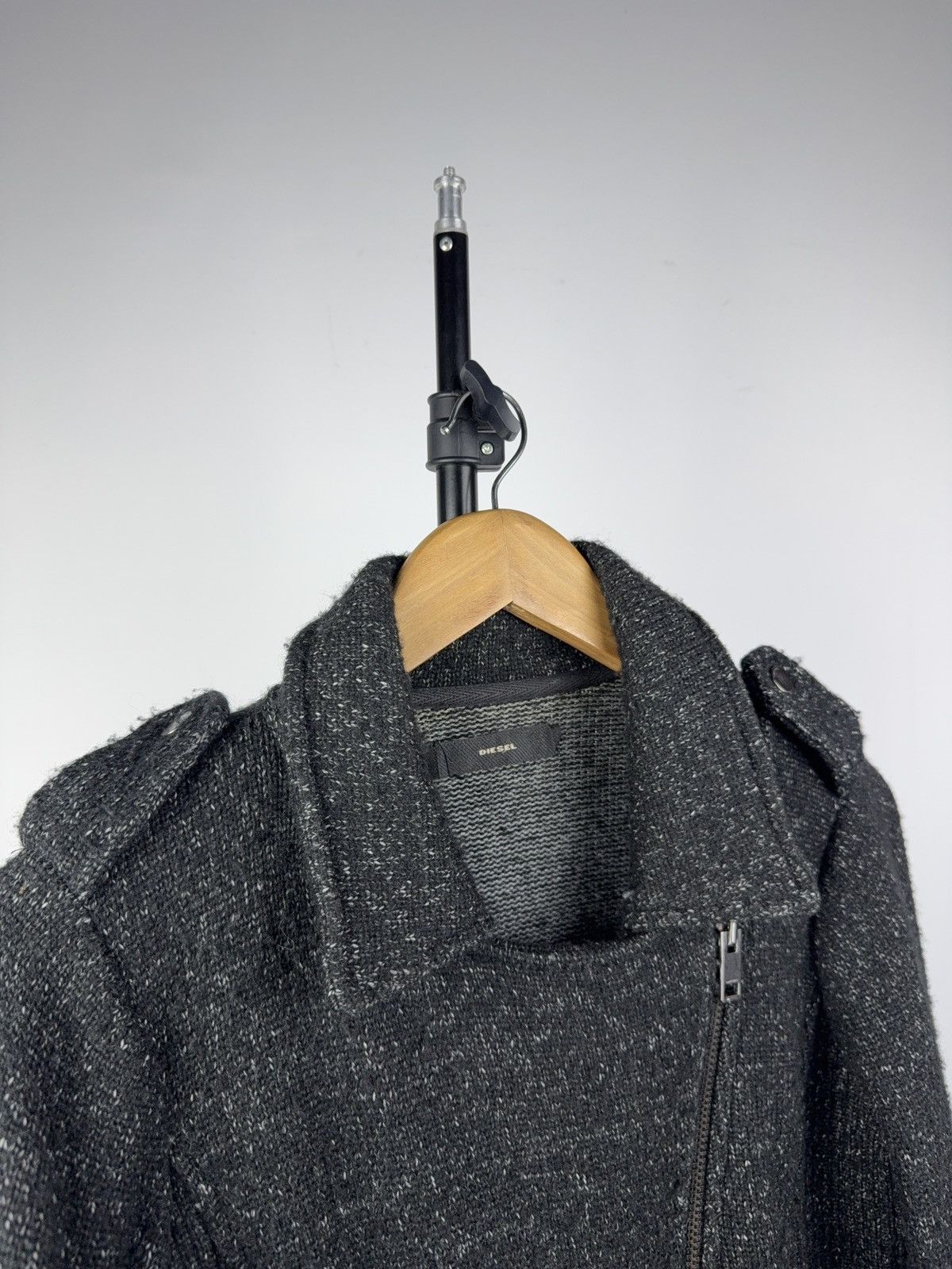 Diesel Luxury Diesel Wool Moto Knit Jacket Asymmetrical Zip Biker Size M / US 6-8 / IT 42-44 - 3 Thumbnail