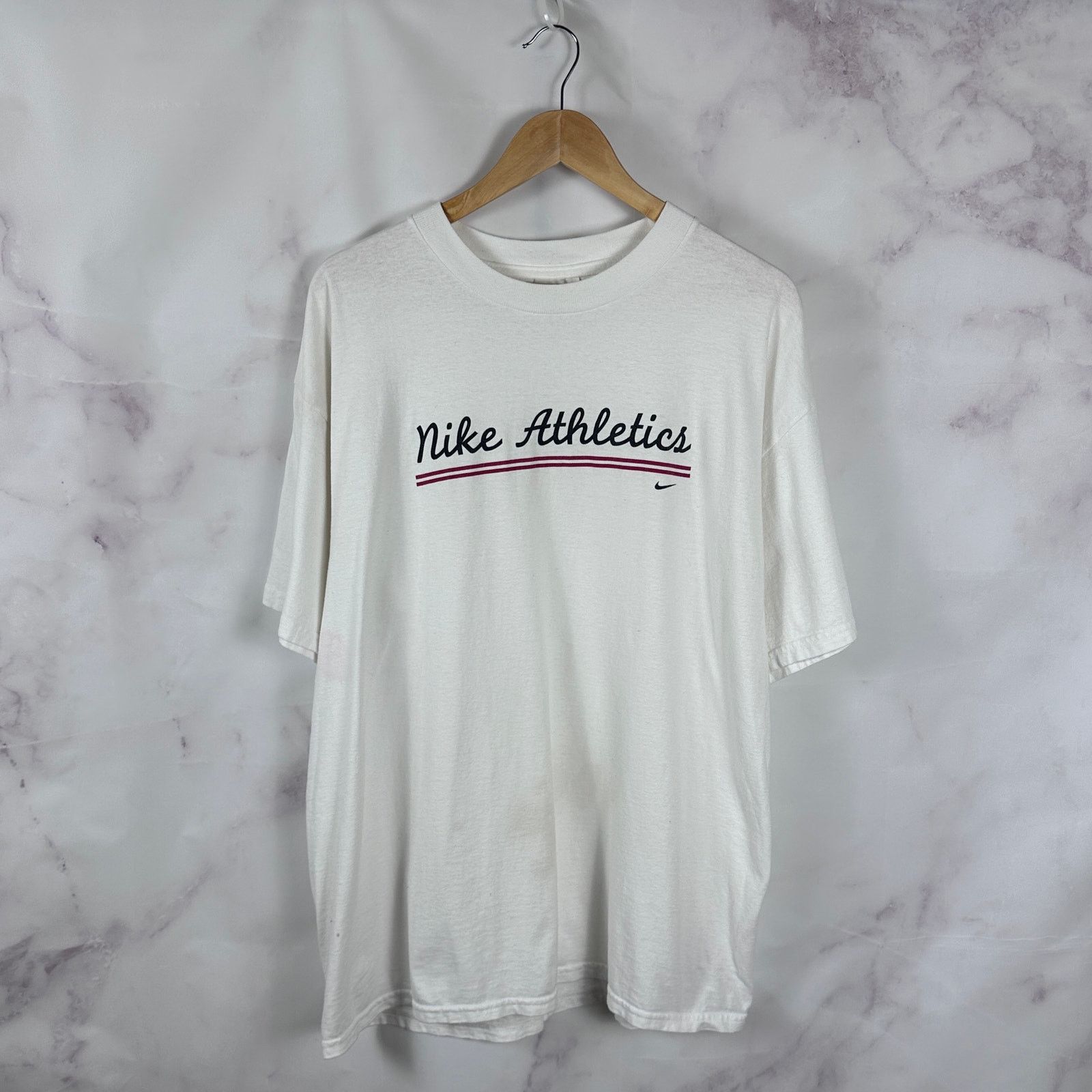 Nike Vintage Nike Athletics White Script Tee Size US XL / EU 56 / 4 - 1 Thumbnail
