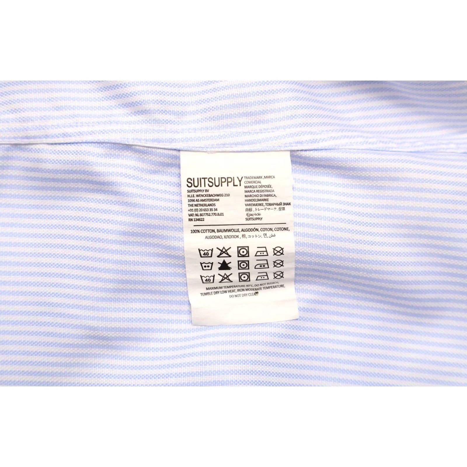 Suitsupply Suitsupply Pinstriped Dress Shirt Extra Slim Fit 43 / 17 Blue Men’s Long Sleeve Button-Up Formal Shirt Size 46R - 7 Thumbnail