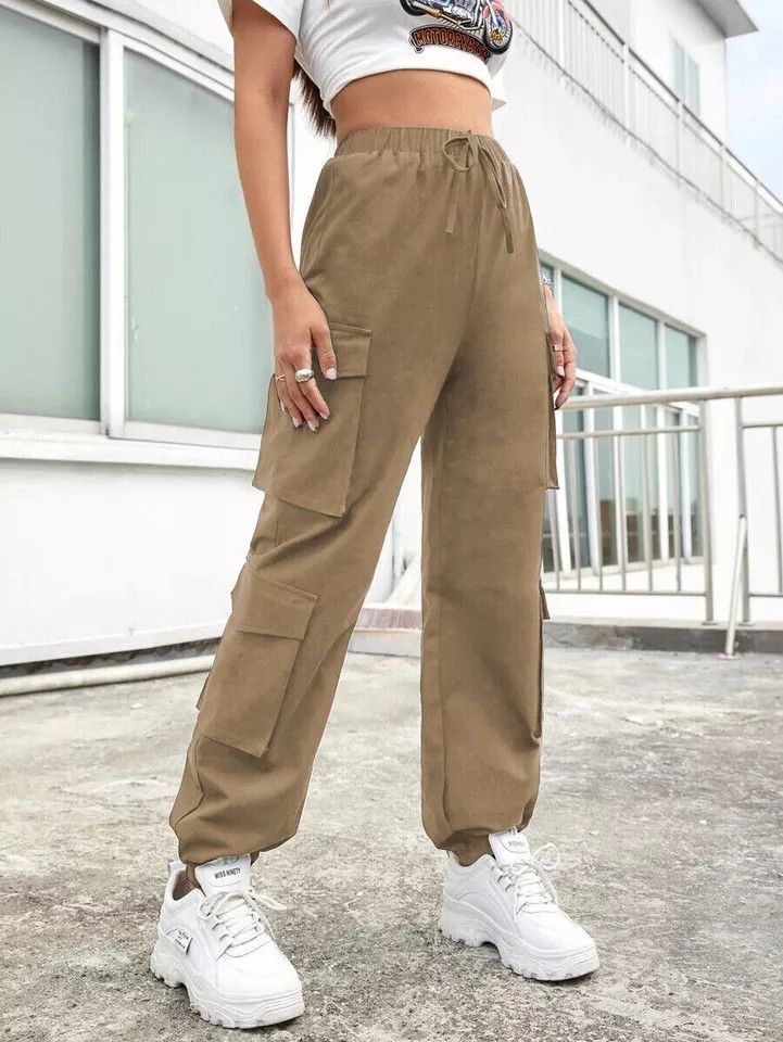 The Unbranded Brand Multi-Pocket Trousers High Waist Joggers Size 26" / US 2 / IT 38 - 3 Thumbnail