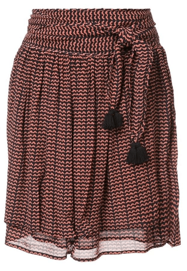 Apiece Apart Silk 'Baja' Ripple Print Skirt With Tassel Tie - Navy/Coral Size 25" / US 0 / IT 36 - 3 Thumbnail
