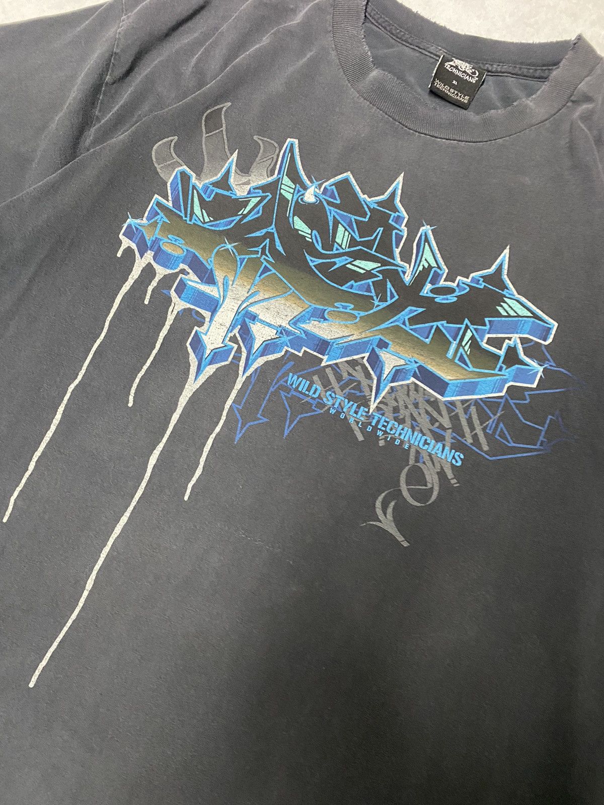 JNCO × Vintage Crazy Y2K Graffiti 90’s Hip Hop Wild Style Technician Tee XL Size US XL / EU 56 / 4 - 2 Thumbnail