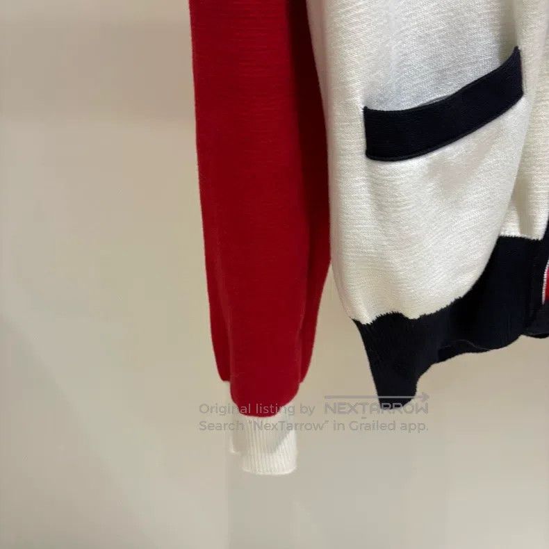 Thom Browne Thom Browne Red and White Four Stripe Knit Cardigan Size US L / EU 52-54 / 3 - 5 Thumbnail