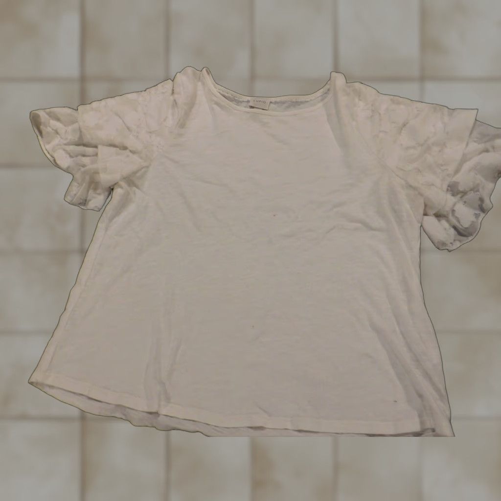 Vintage Cupio Women Blouse Short Sleeve White Crew Neck Pullover Knit 100% Cotton Casual Size L Regular Button Classic/Fitted Stretch Vintage No Women Size L / US 10 / IT 46 - 1 Thumbnail