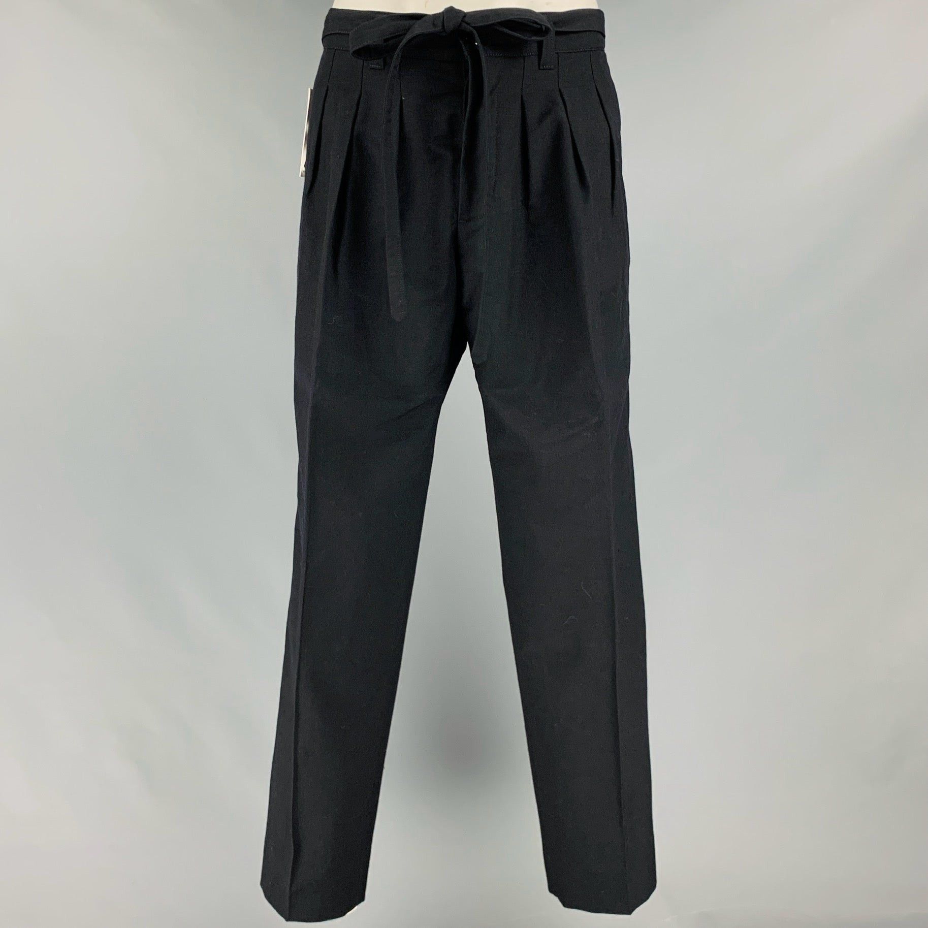 image of Visvim Hakama Pants Black Wool Linen Pleated Dress Pants, Men's (Size 36)